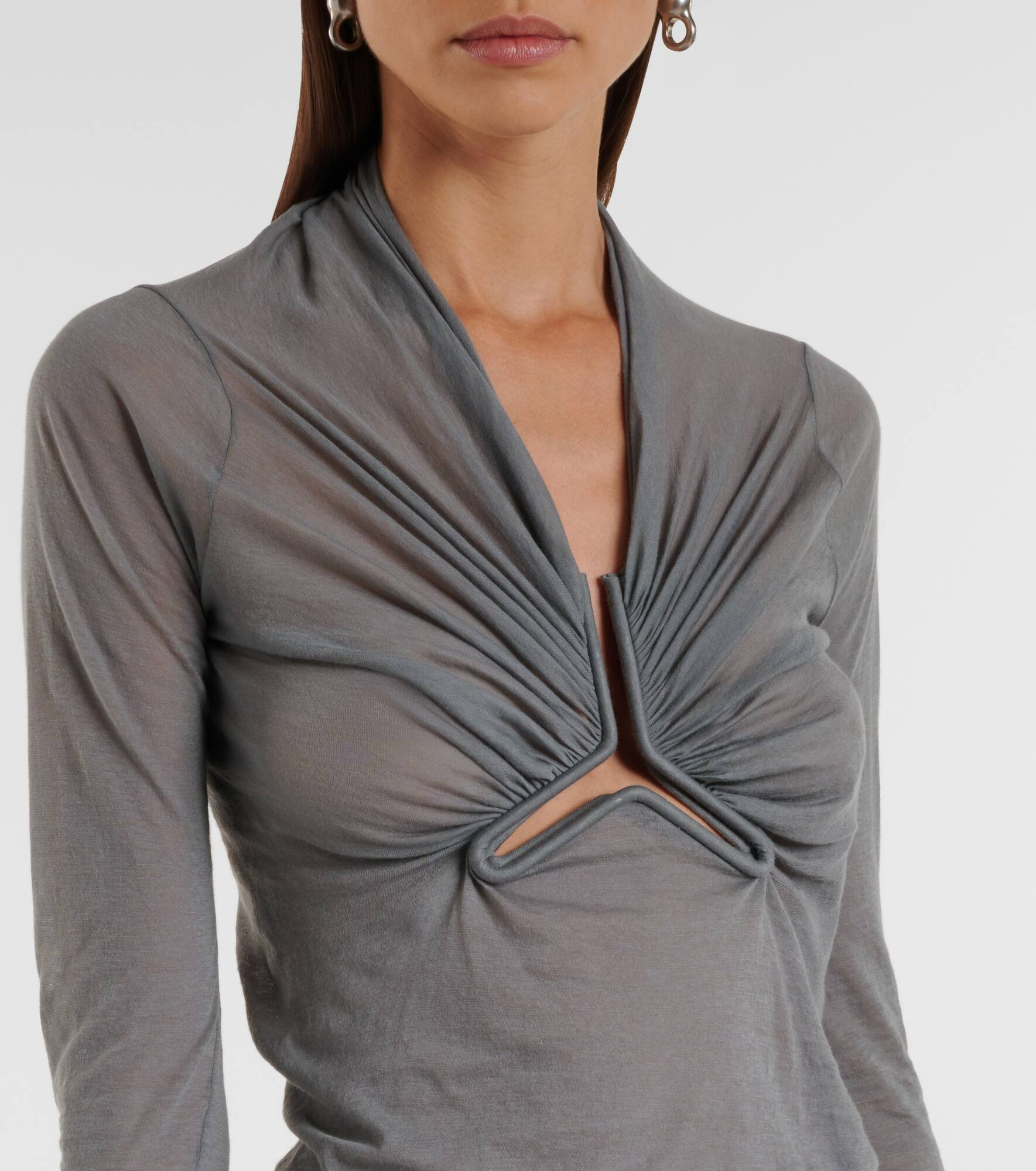 Cutout gathered cotton top - 4