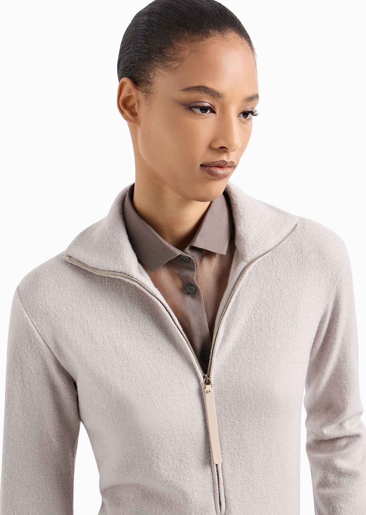 Long-sleeved bodysuit in stretch cashmere and silk jersey - 5