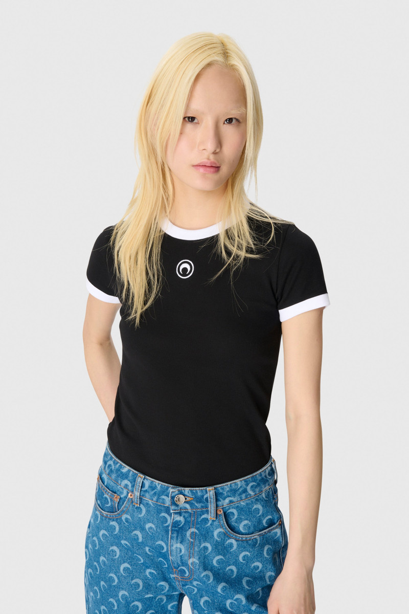 Marine Serre Moon Logo Bicolor Jersey Baby Fit T-Shirt outlook