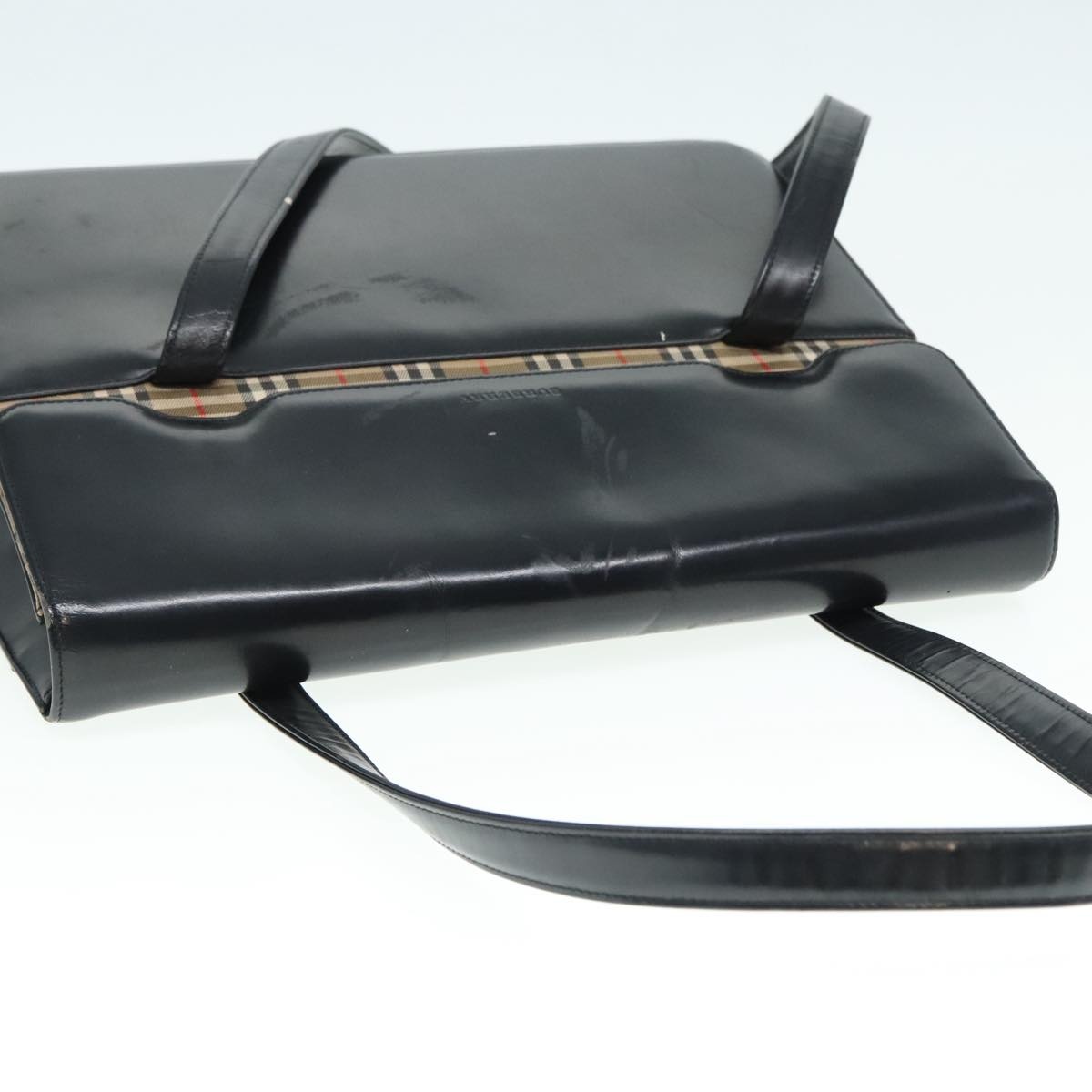 Burberry Shoulder Bag Leather Black Silver - 6