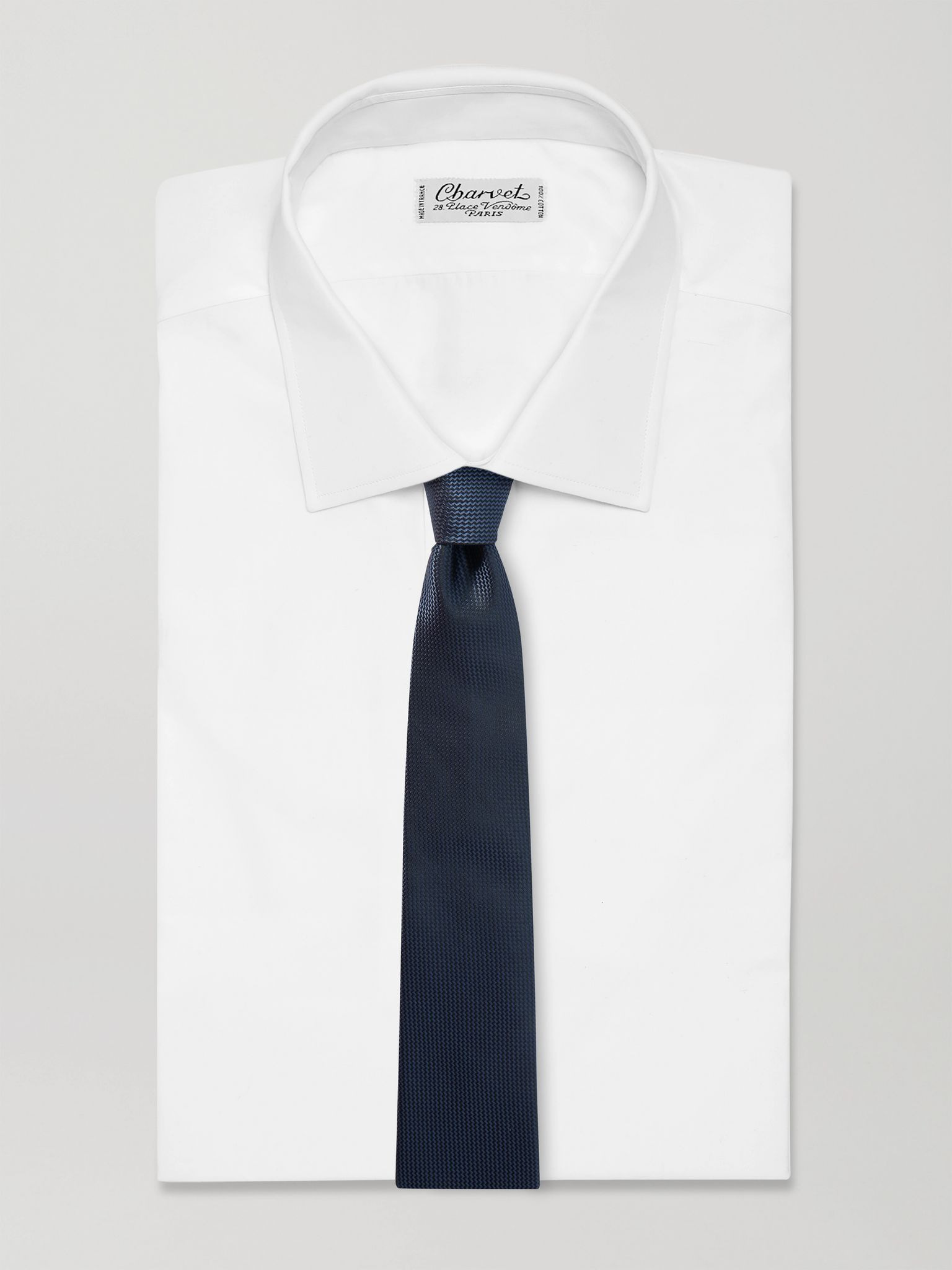 8cm Silk-Jacquard Tie Navy - 2