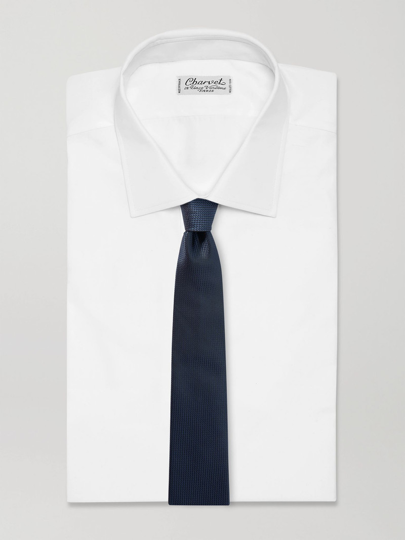 TOM FORD 8cm Silk-Jacquard Tie Navy outlook