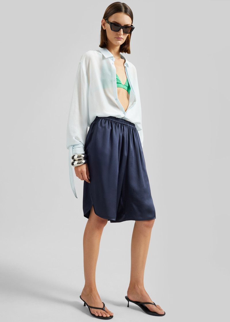 Nelis Silk Bermuda Shorts - Navy 5