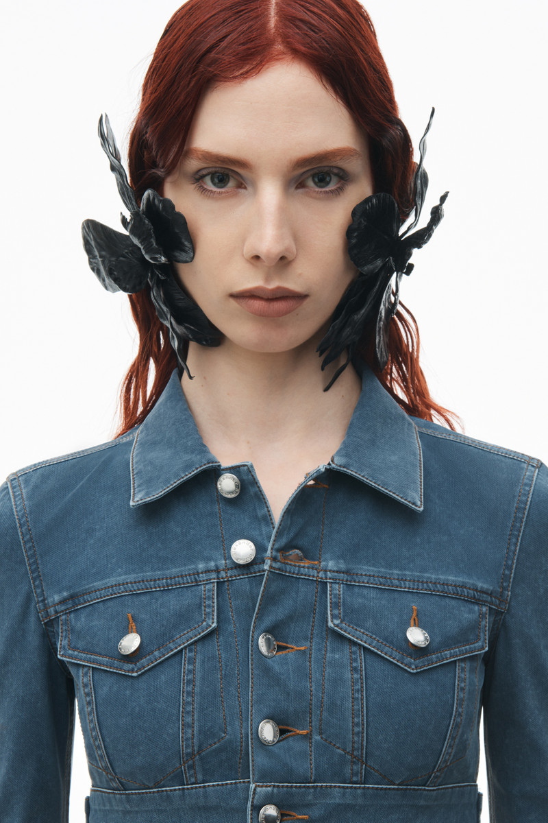 Alexander Wang Cropped Jacket in Denim Trompe-L'oeil outlook
