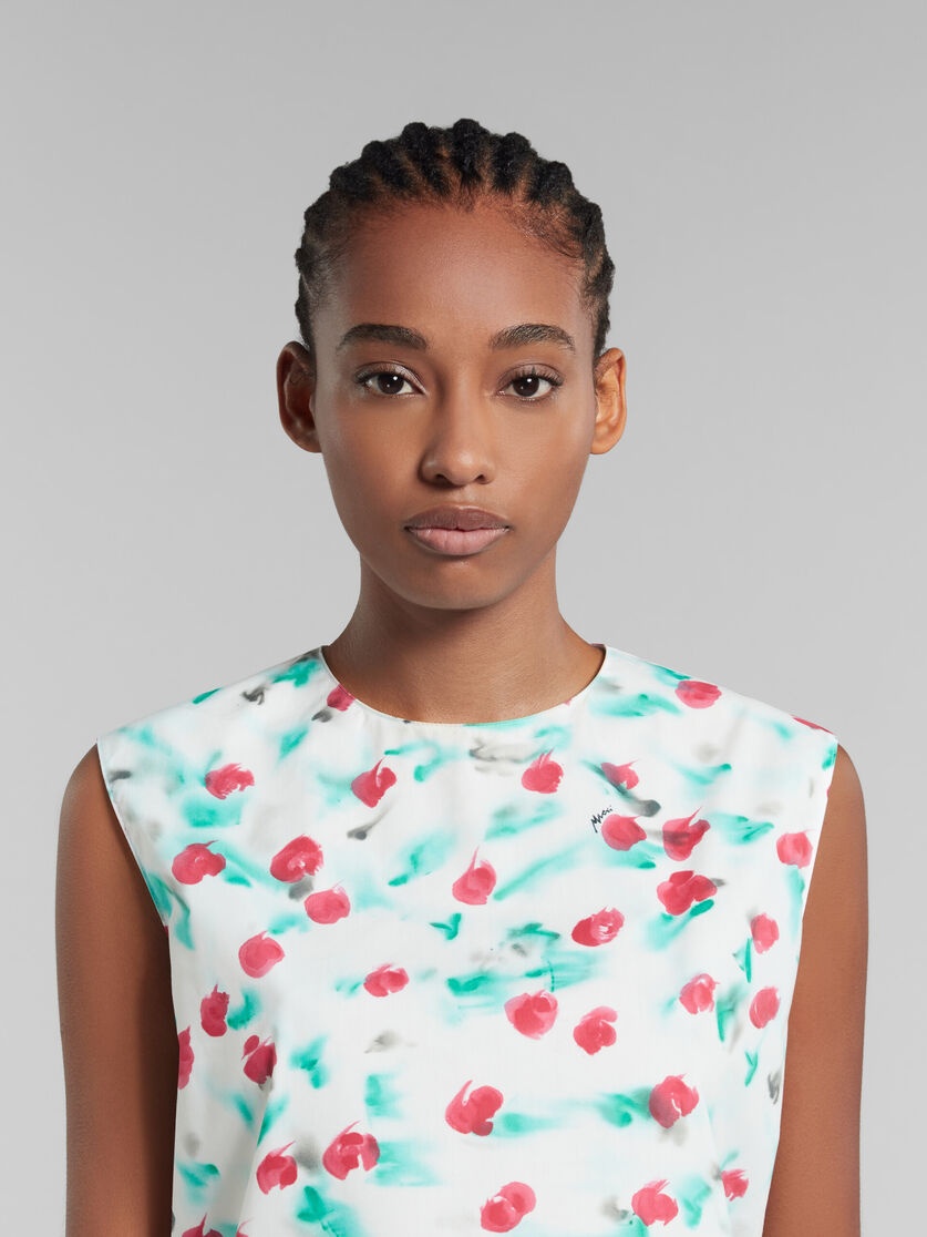 WHITE POPLIN SLEEVELESS TOP WITH REVERIE PRINT - 4