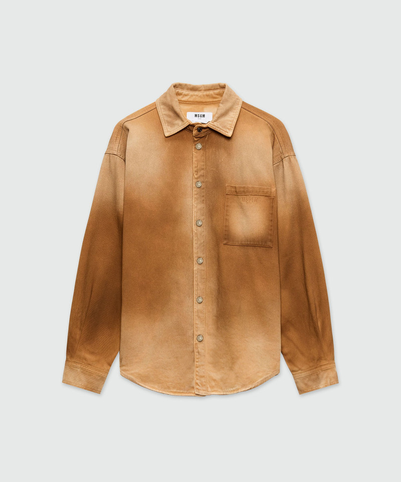 Beige spray-effect denim shirt 1