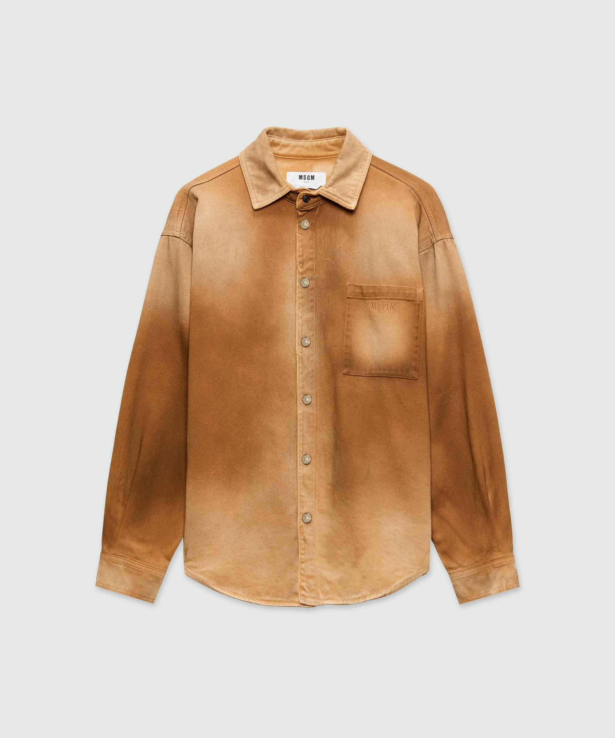 Beige spray-effect denim shirt - 1