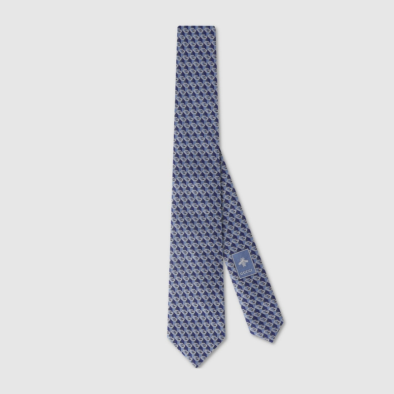 Geometric G silk jacquard tie 1