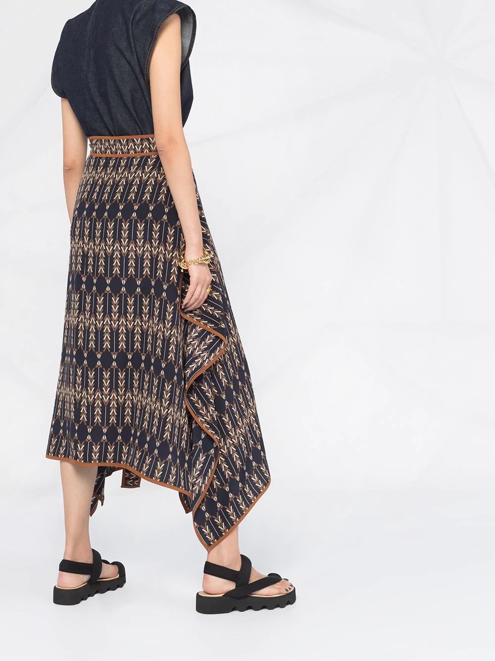 Norah patterned asymmetric wrap skirt - 4