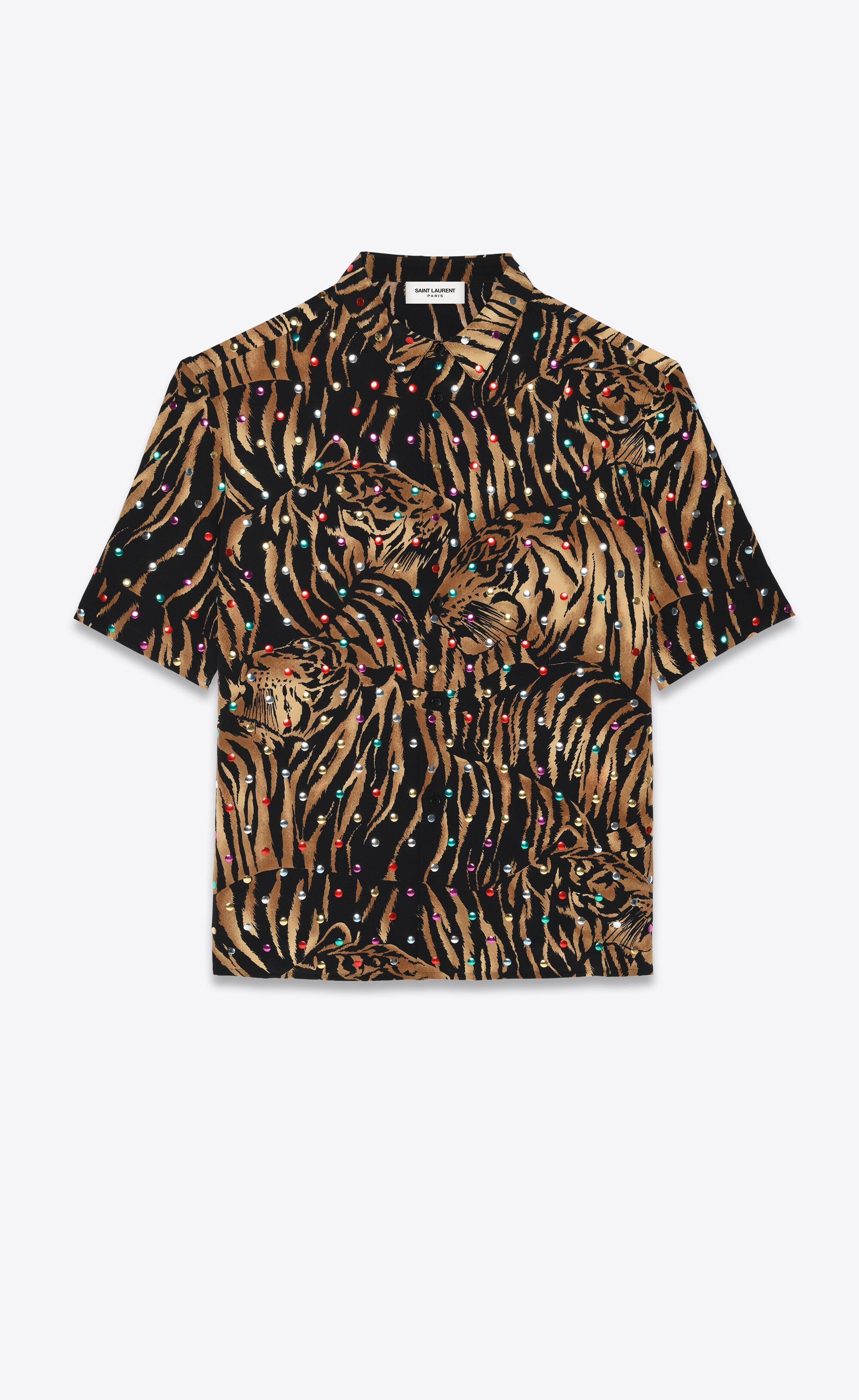 shirt in tiger silk with metallic dots - 1