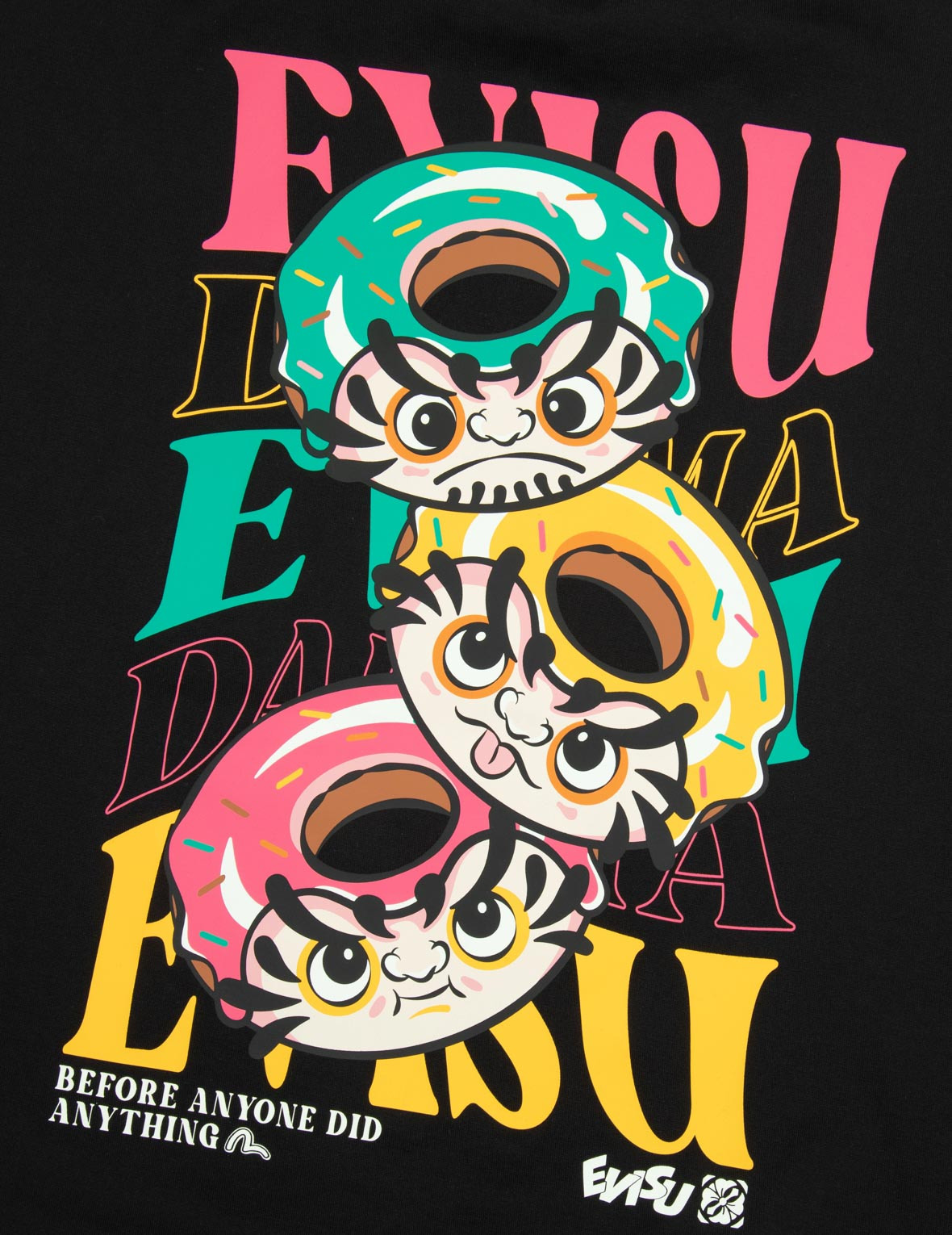 LOGO EMBROIDERY AND DONUT DARUMA PRINT FASHION FIT T-SHIRT - 10