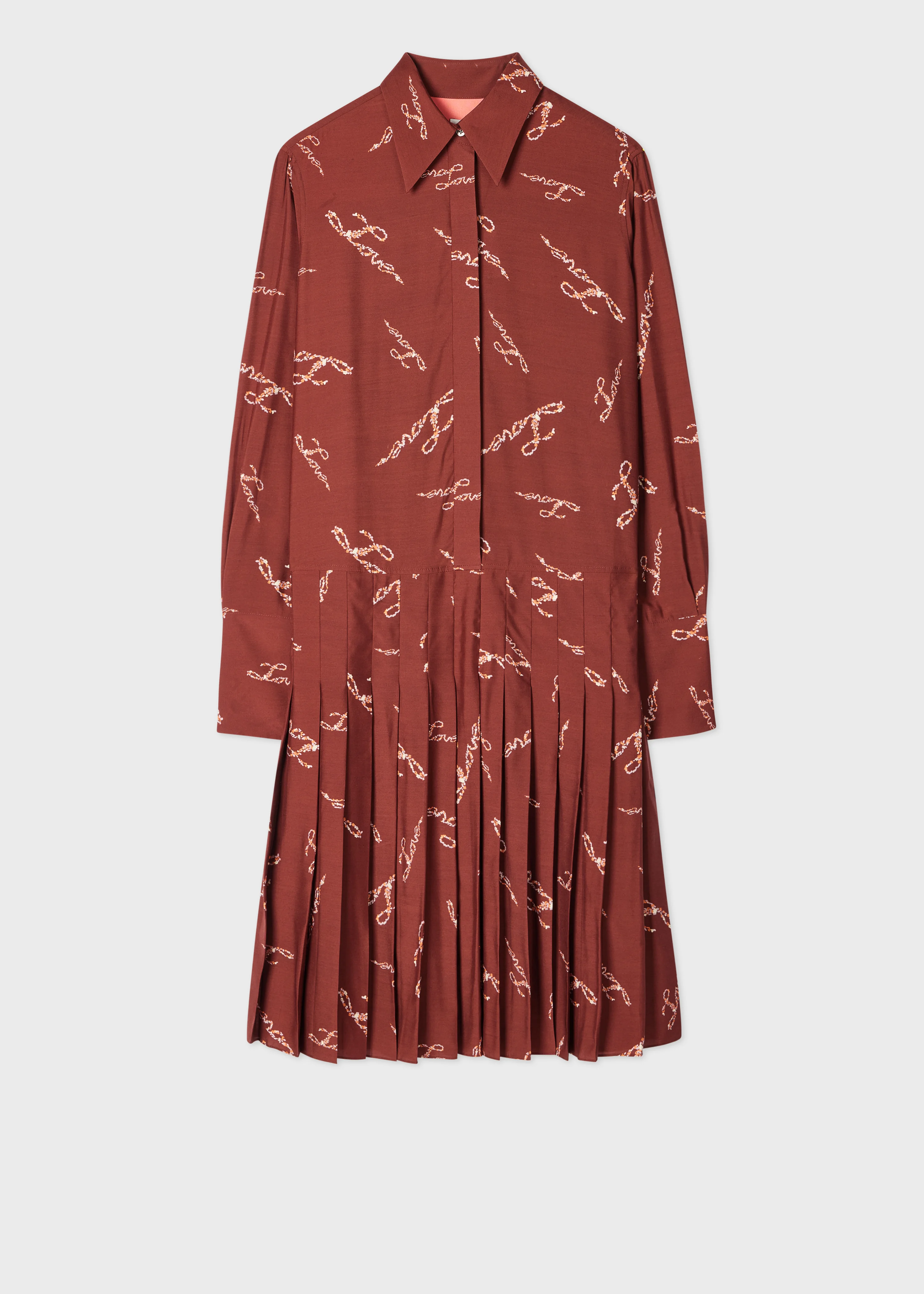 Women's Burgundy 'Love' Print Shirt Dress - 1
