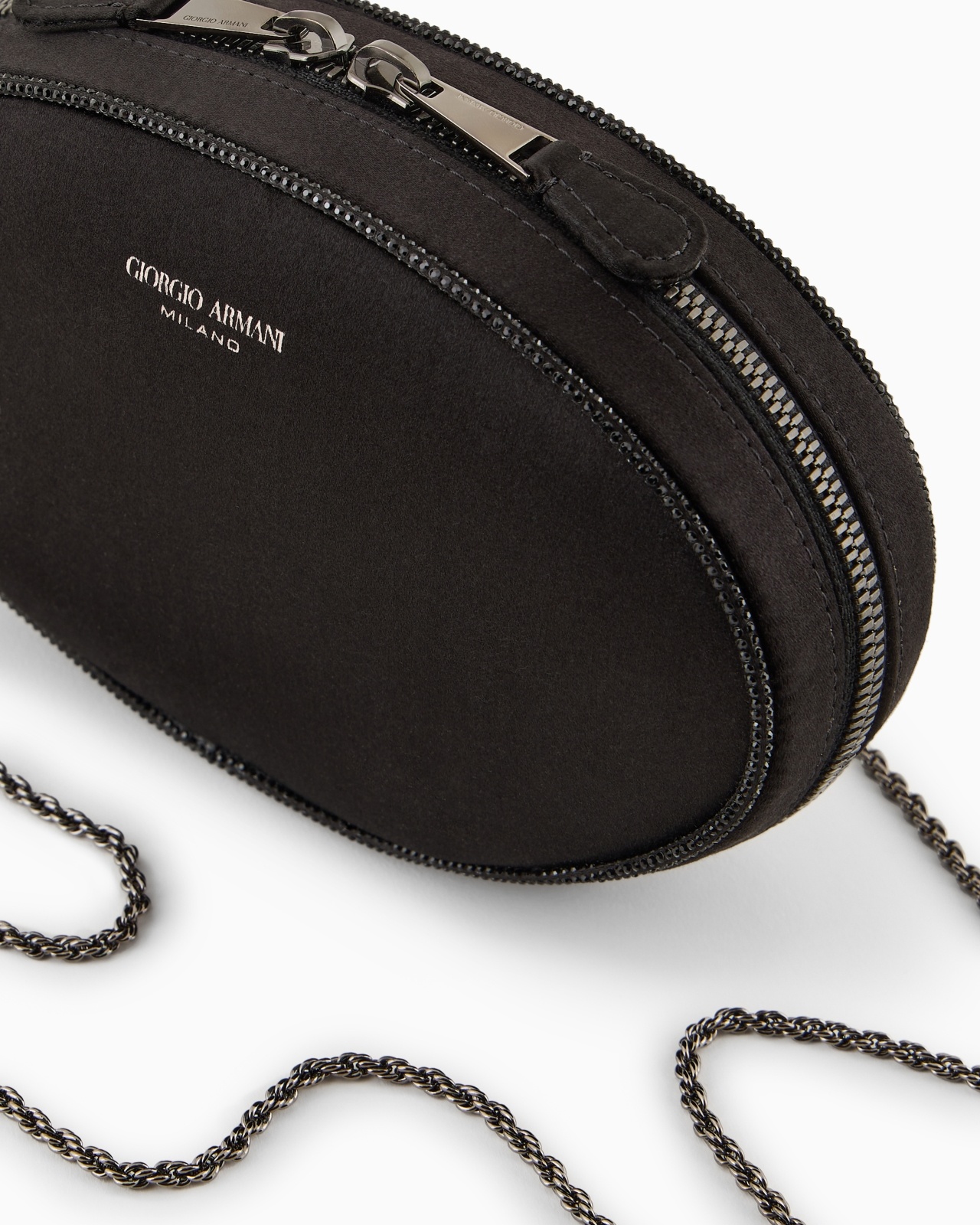ROUND, SATIN CLUTCH BAG - 5