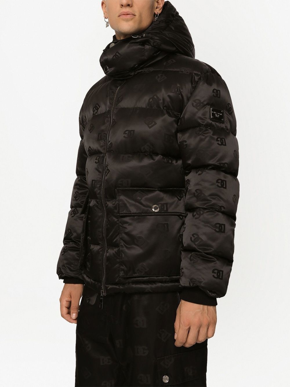 logo-jacquard hooded jacket - 5
