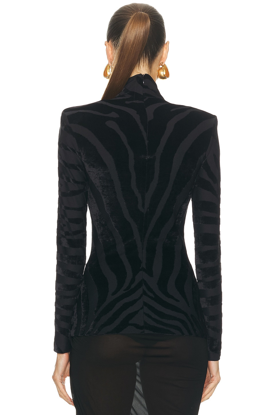 Buttoned Bouclette Zebra Top - 3