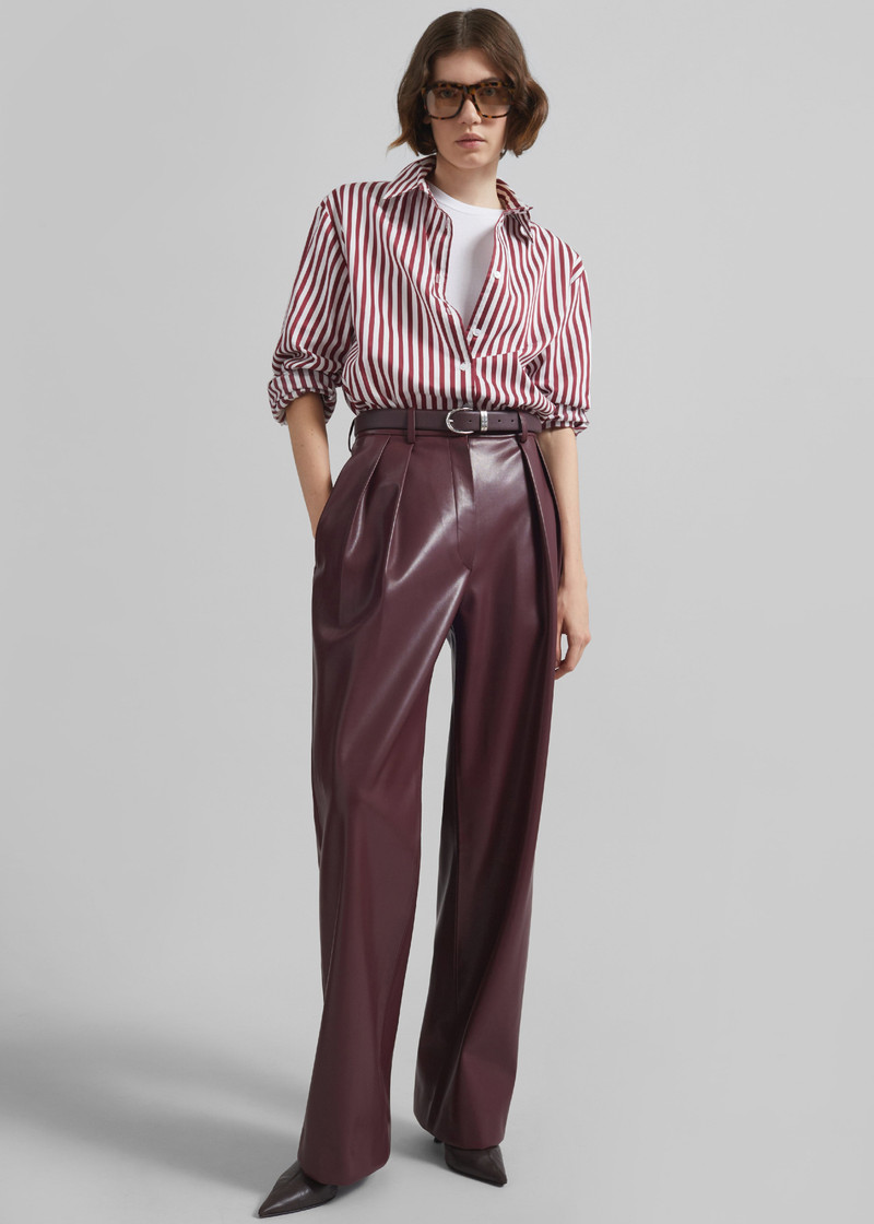 Ora Leather Belt - Plum/Silver 6