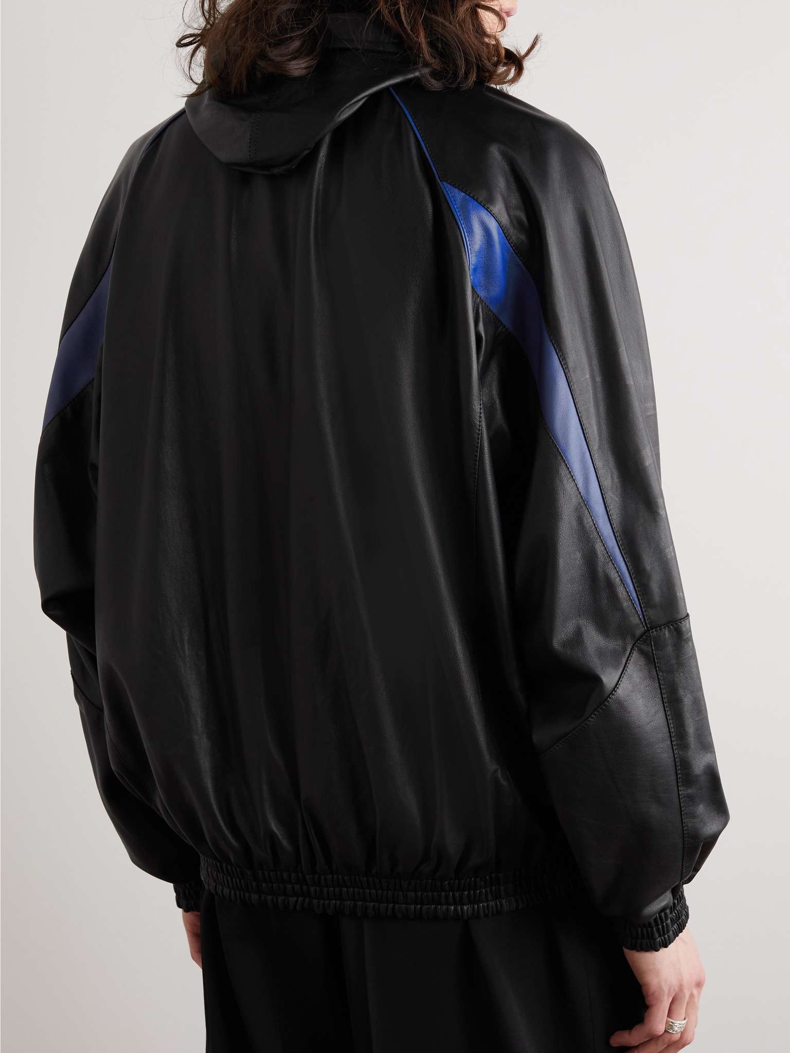 Logo-Embroidered Leather Track Jacket - 4