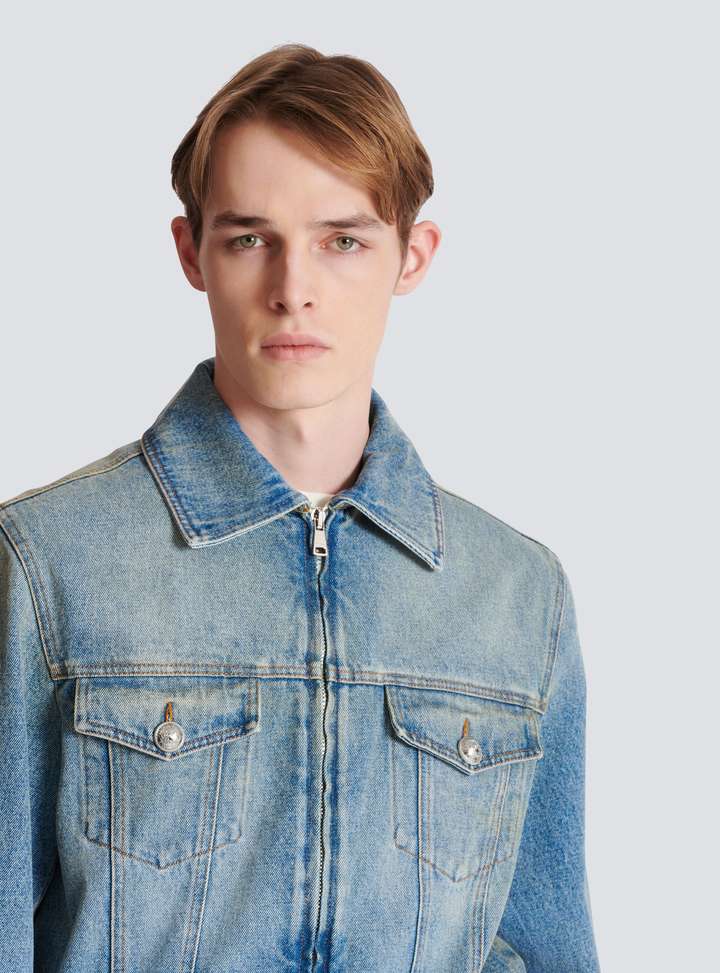 Cropped lined denim jacket - 7
