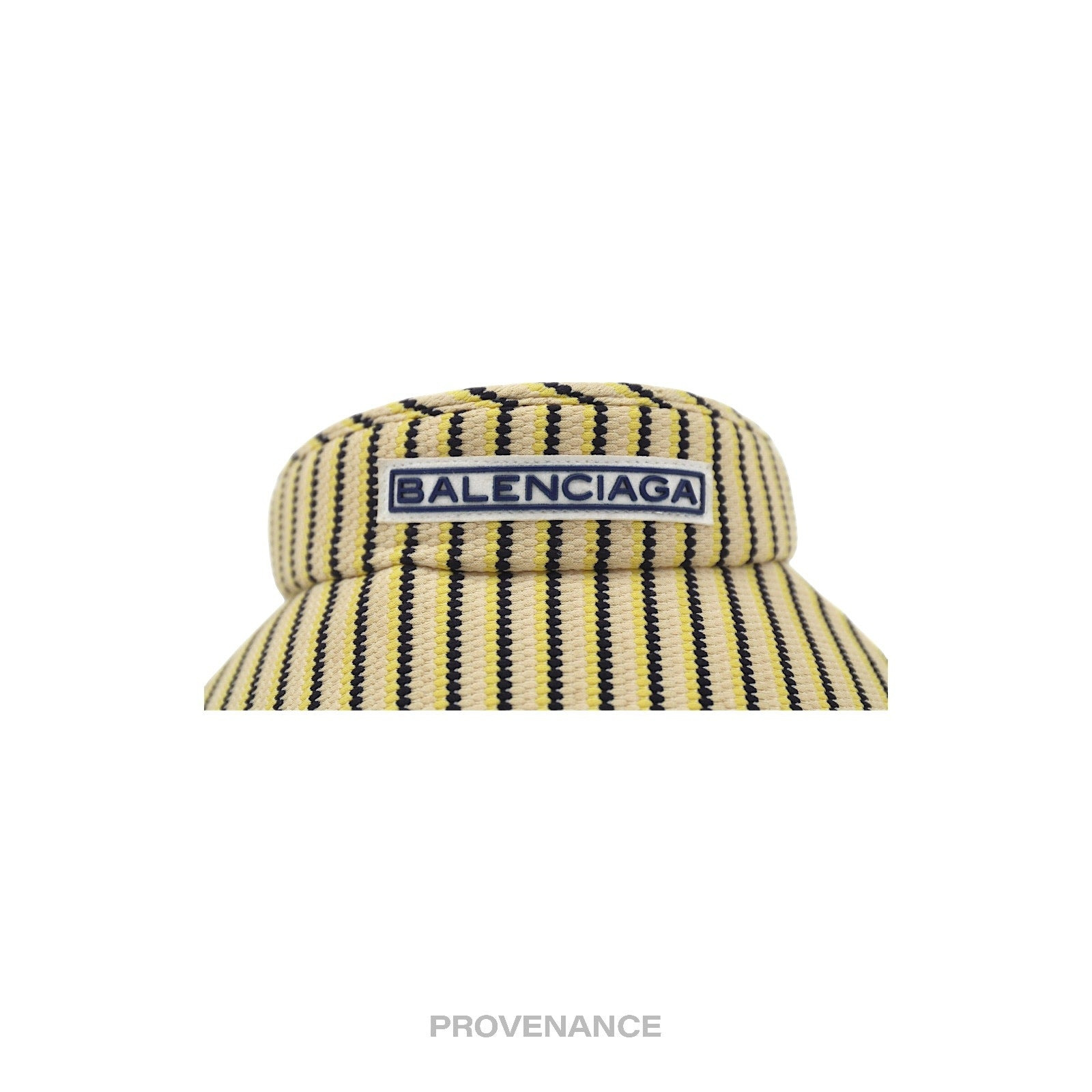 Balenciaga Logo Visor - Rattan Striped Black Yellow Straw - 9