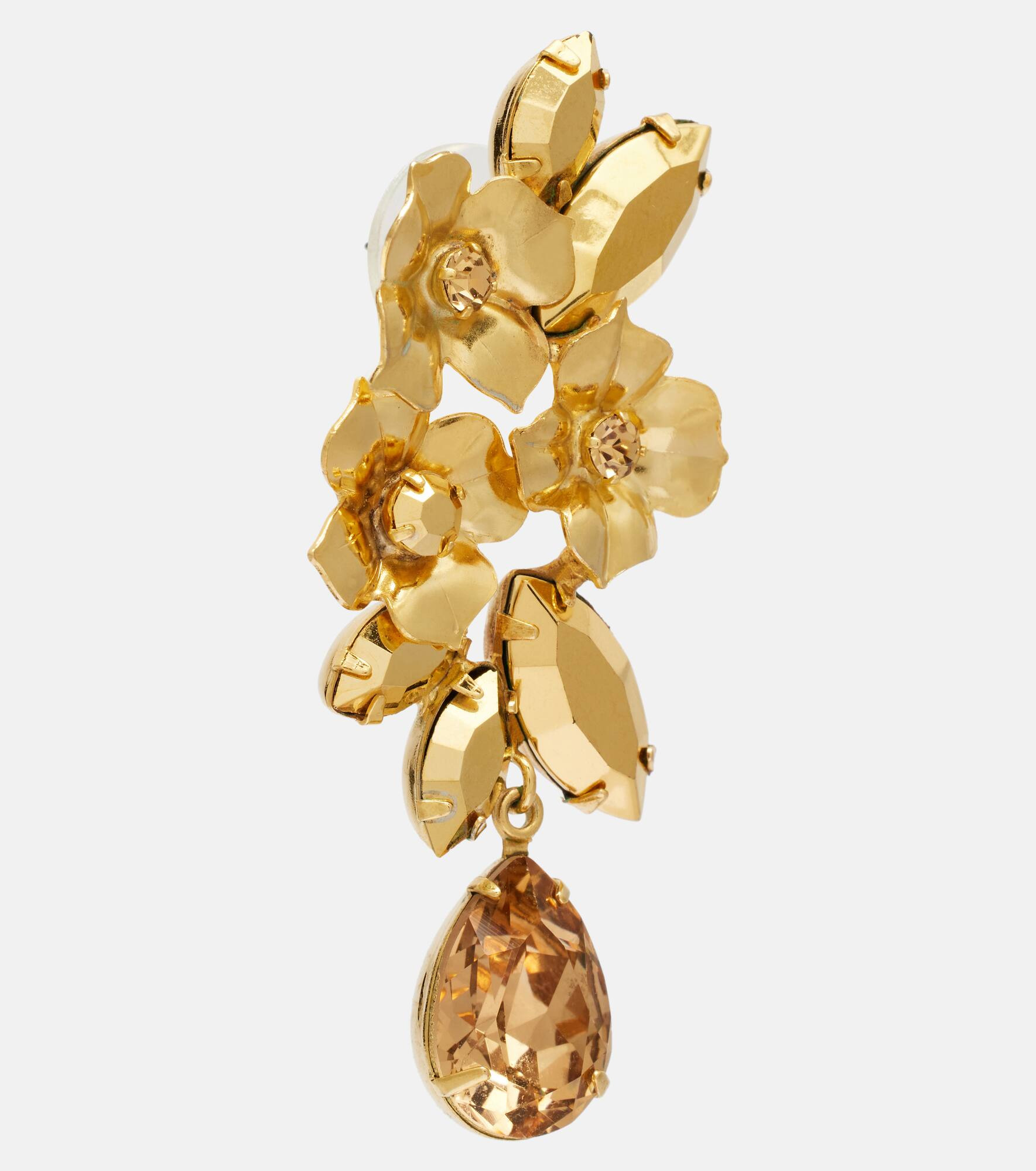 Fiore crystal-embellished gold-plated earrings - 2