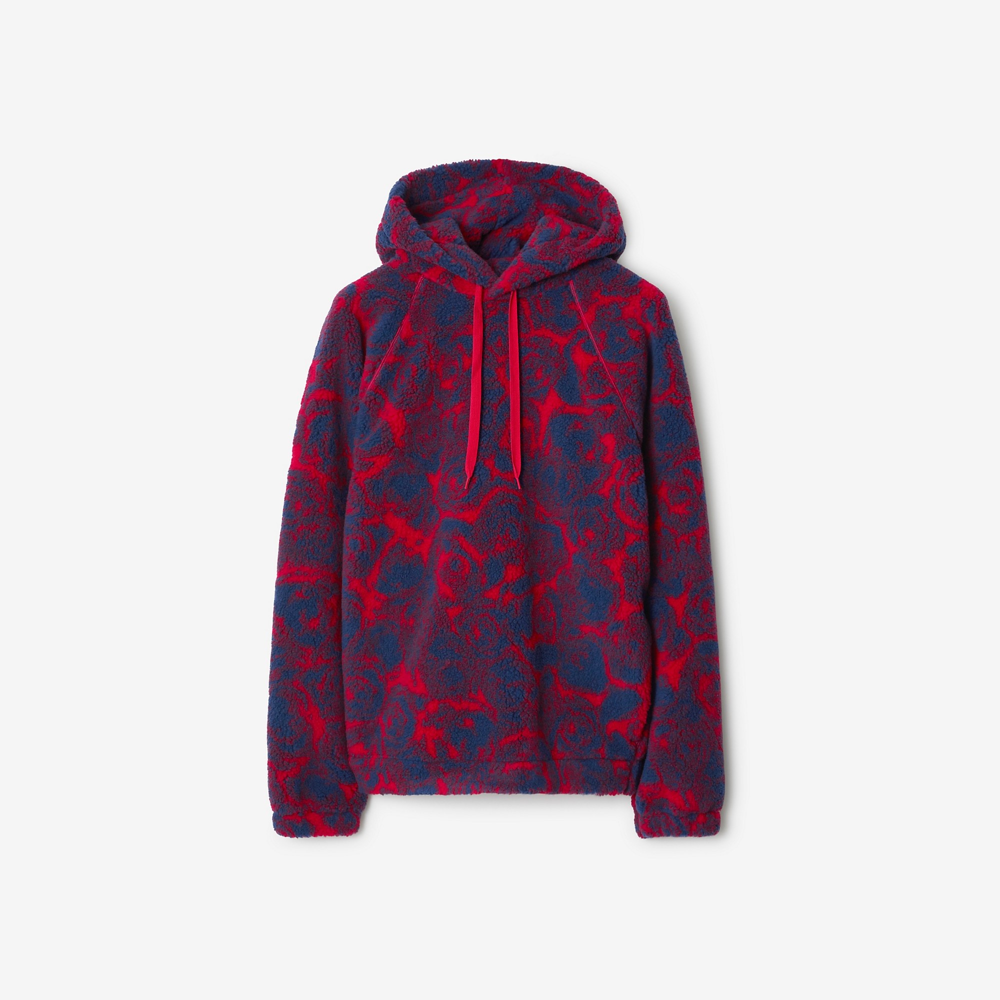 Rose Print Fleece Hoodie - 1