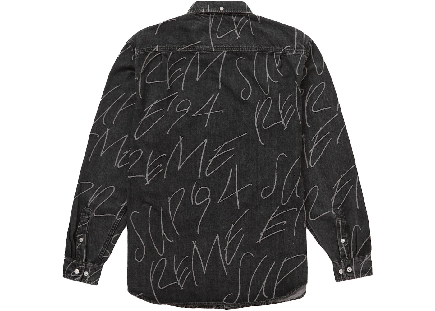 Supreme Handwriting Jacquard Denim Shirt Washed Black - 2
