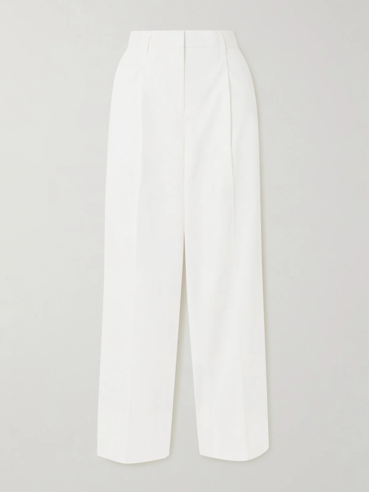 Pleated Cotton Wide-leg Pants - 1