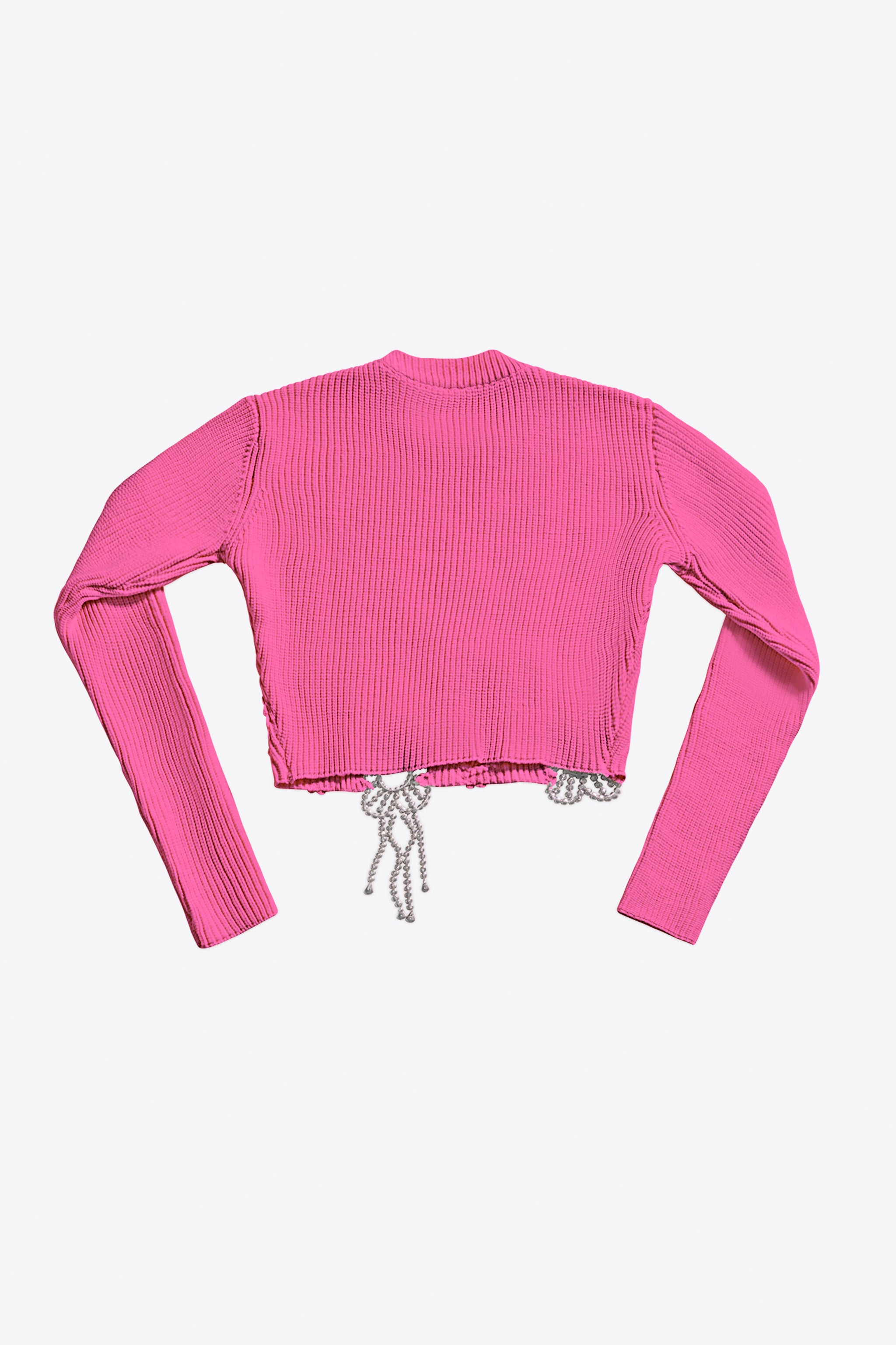 CRYSTAL CROCHET FLOWER CROPPED SWEATER - 2