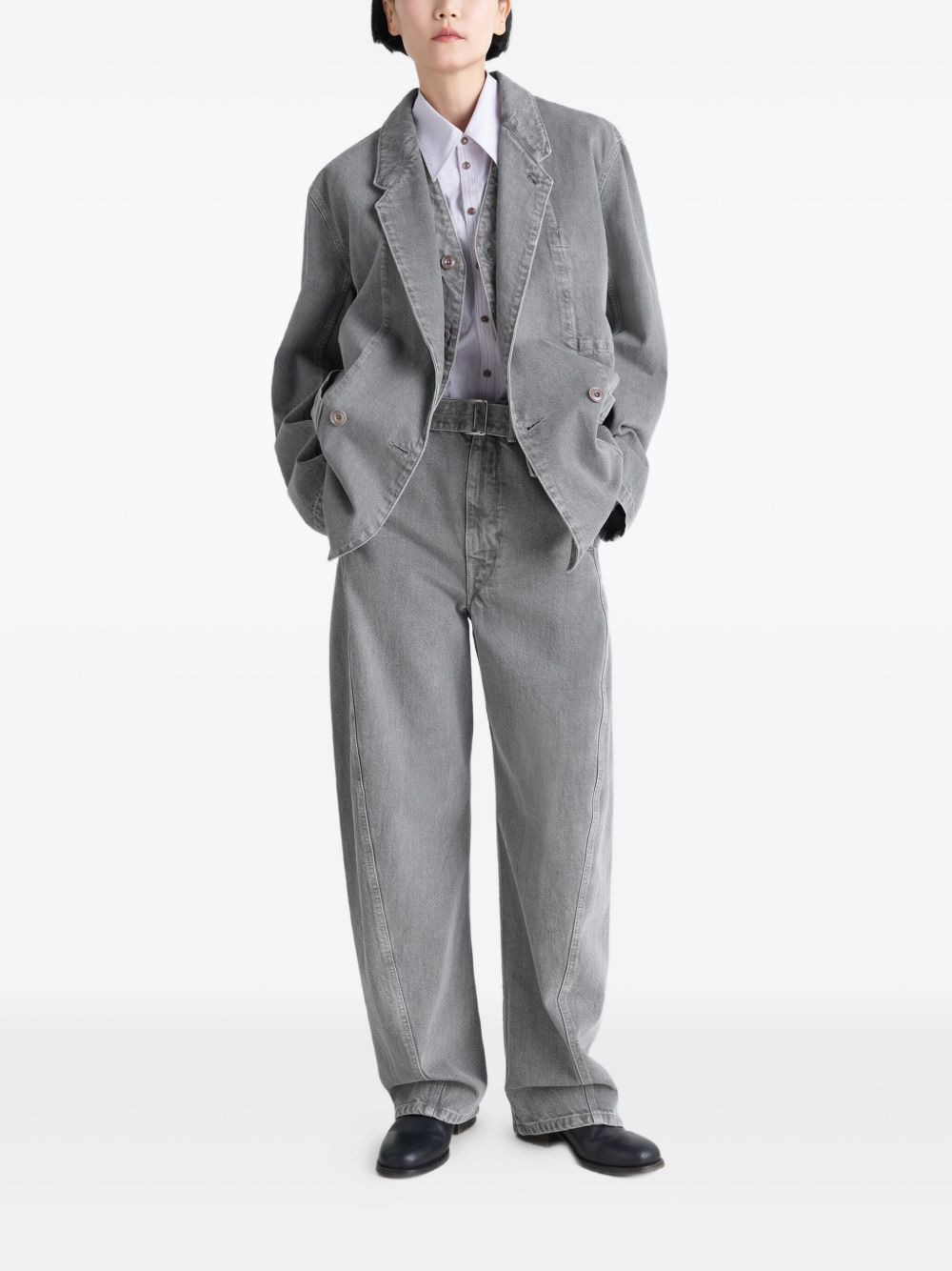 buckle-closure panelled trousers - 2