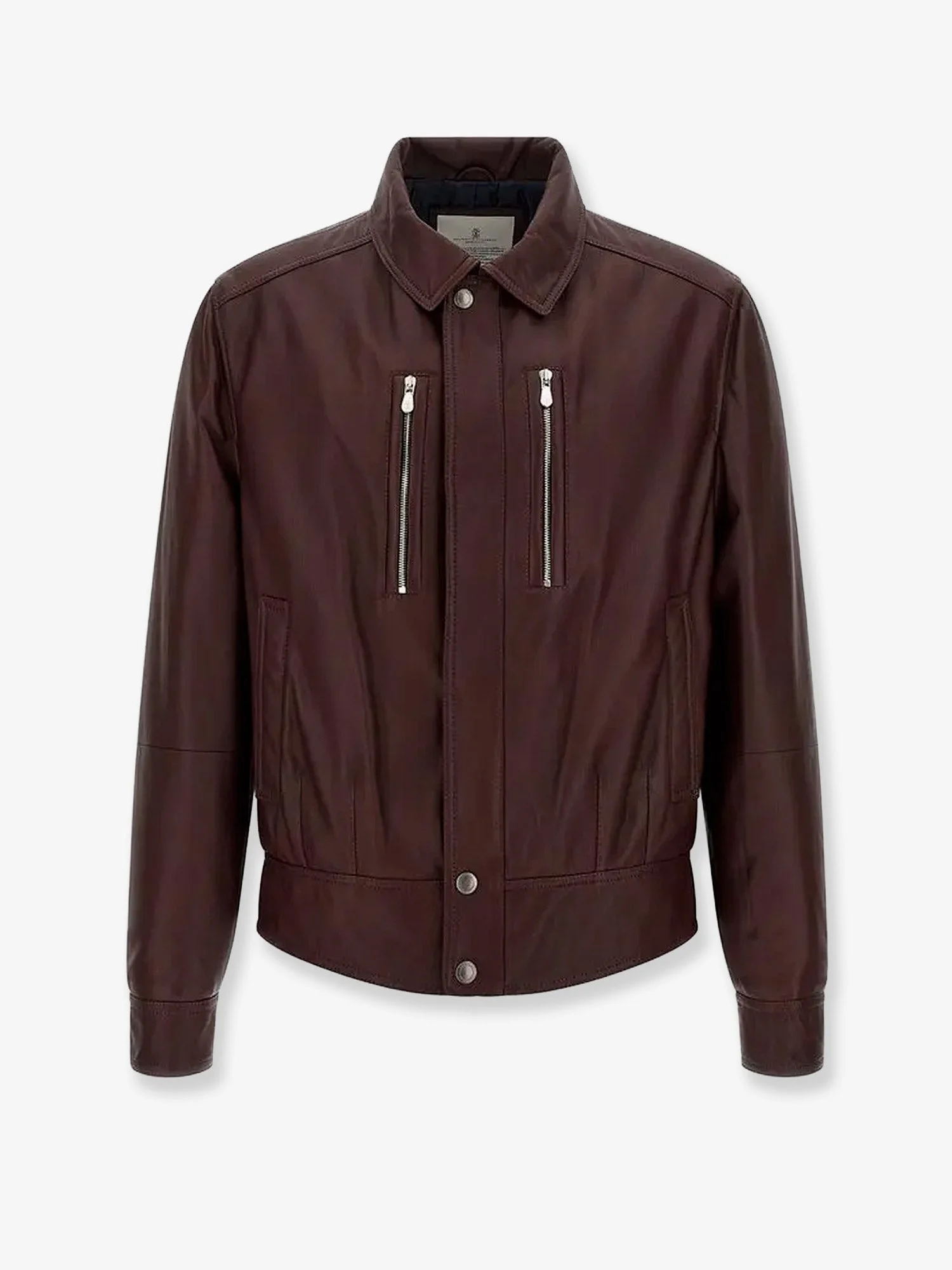 Brunello Cucinelli Leather Bomber With Padding - 1