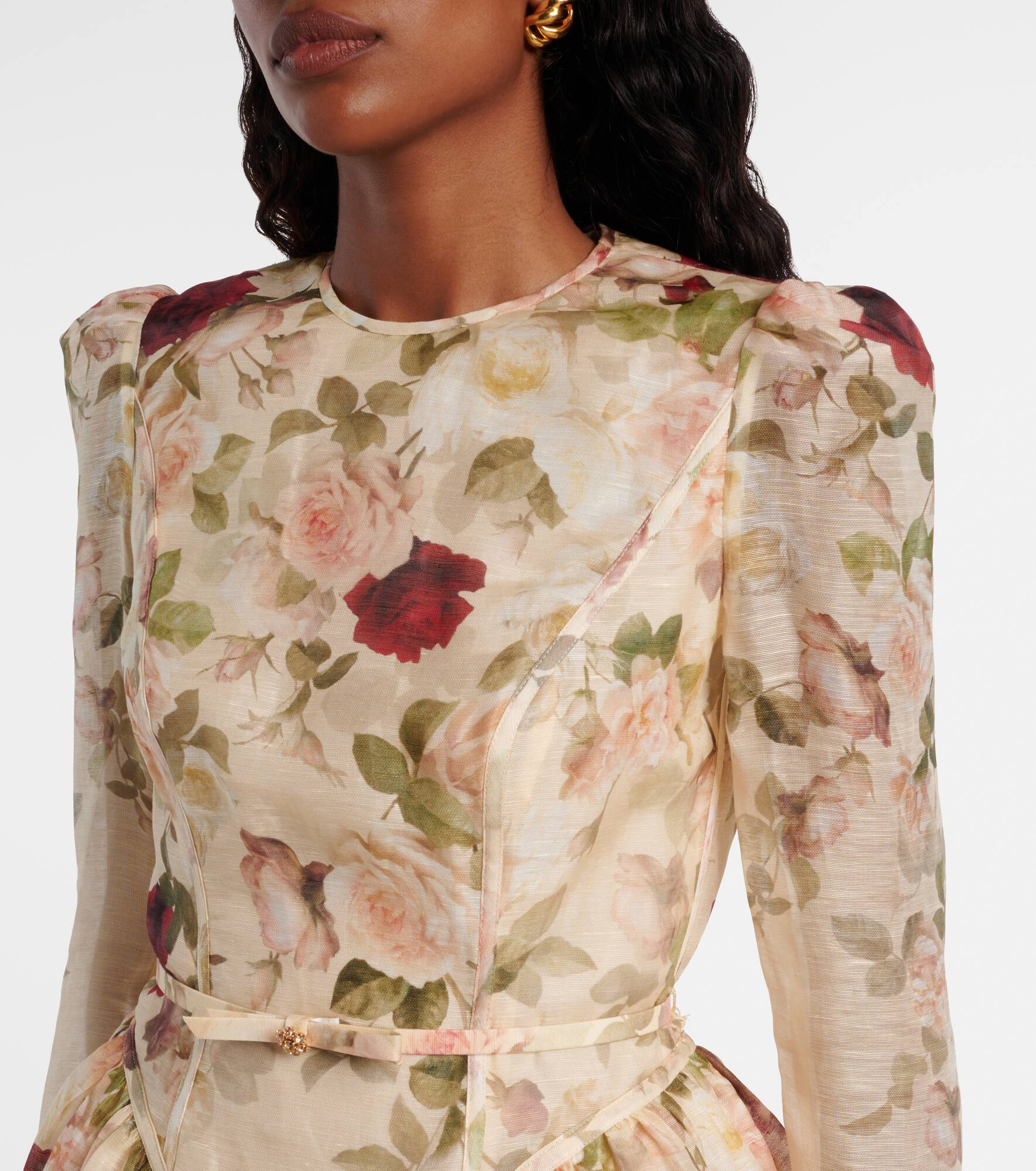 Hypnotic floral linen and silk minidress - 4