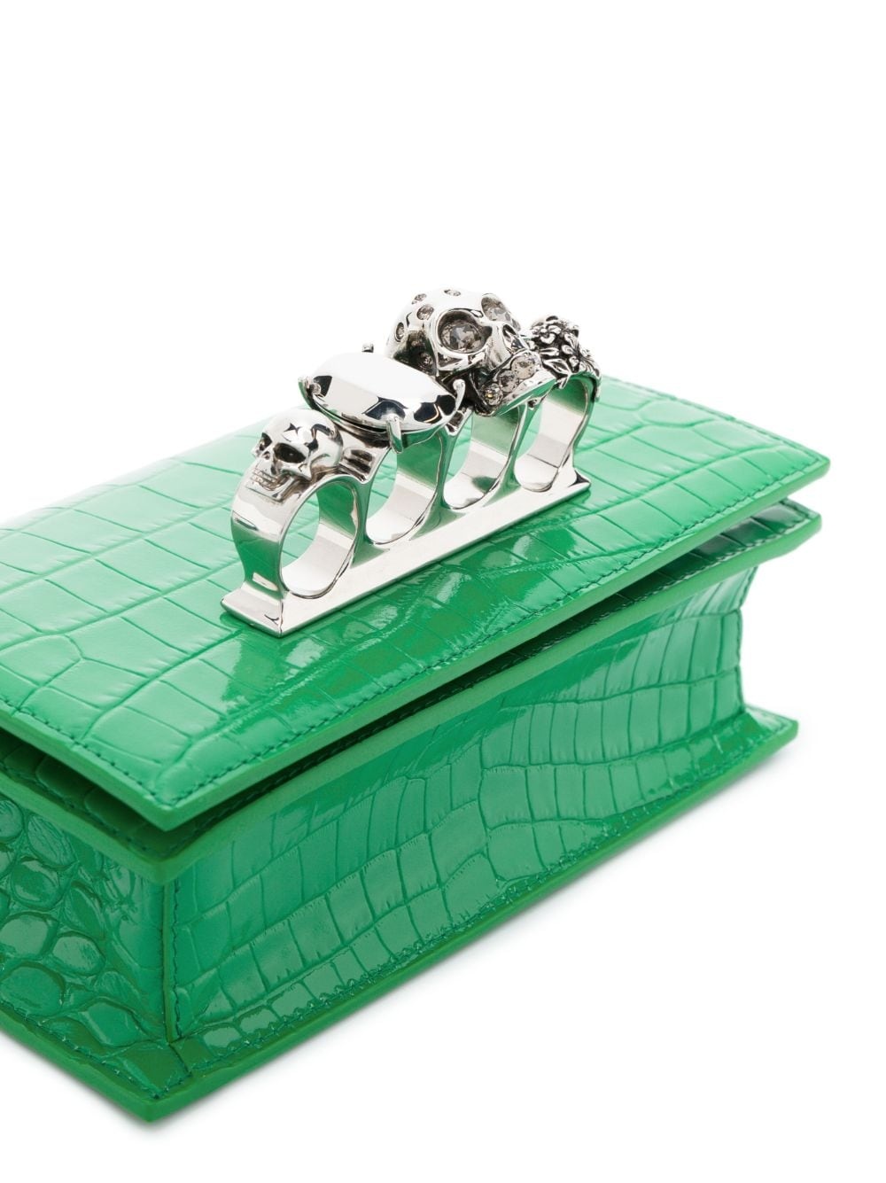 Jewelled crocodile-embossed shoulder bag - 5