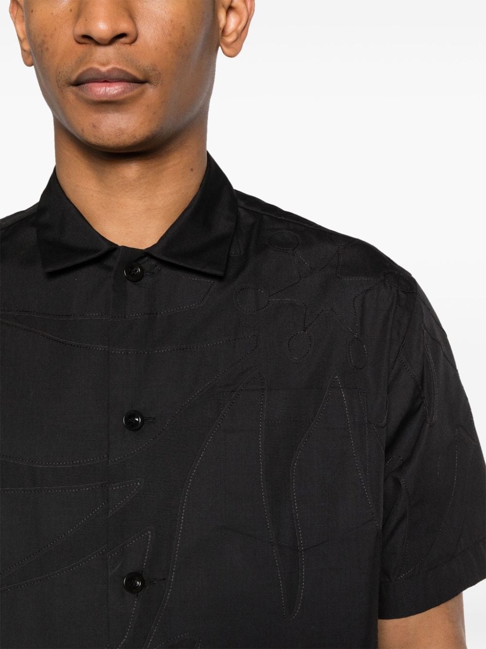 motif-embroidered poplin shirt - 5