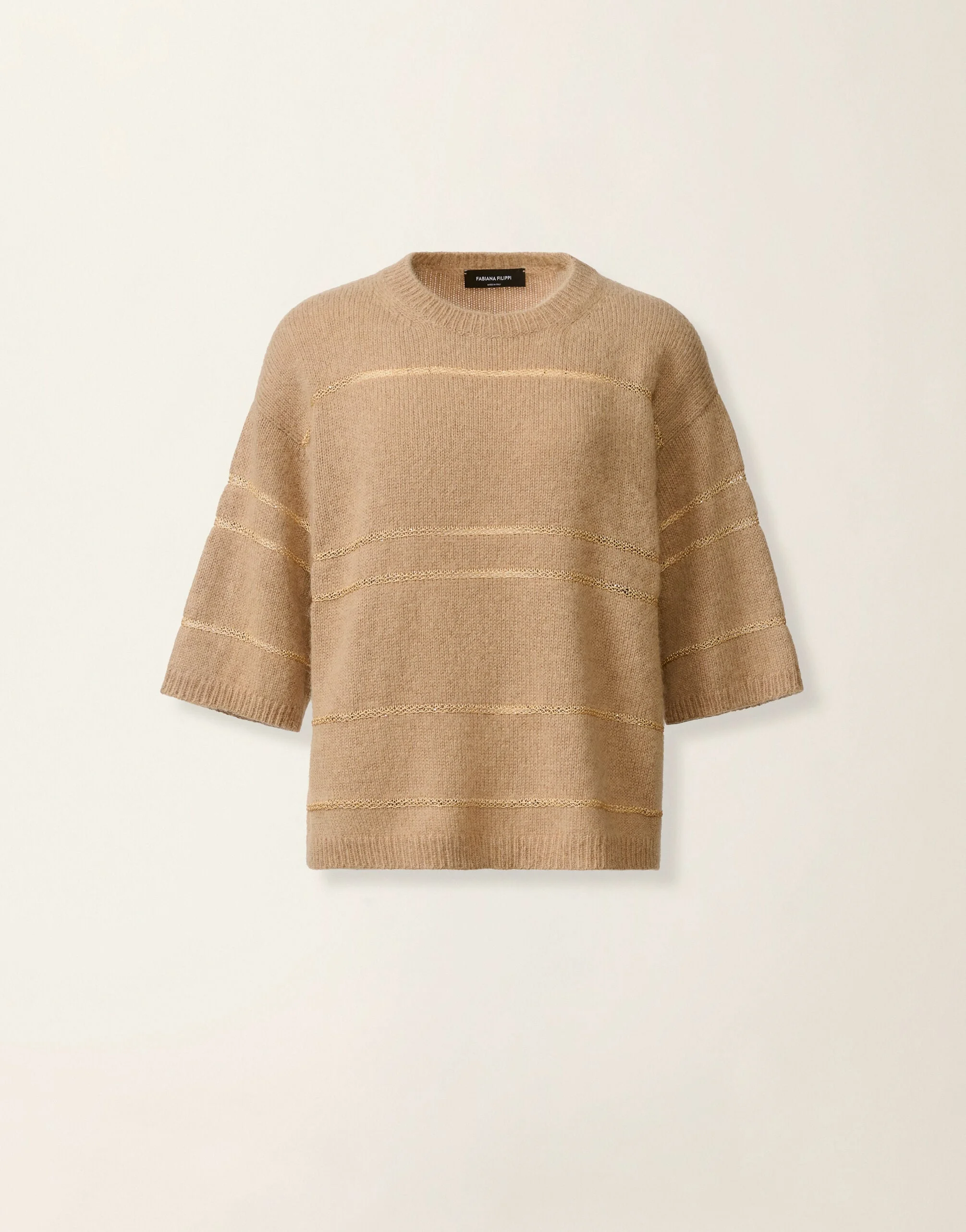 Striped Platinum and mohair sweater - 1