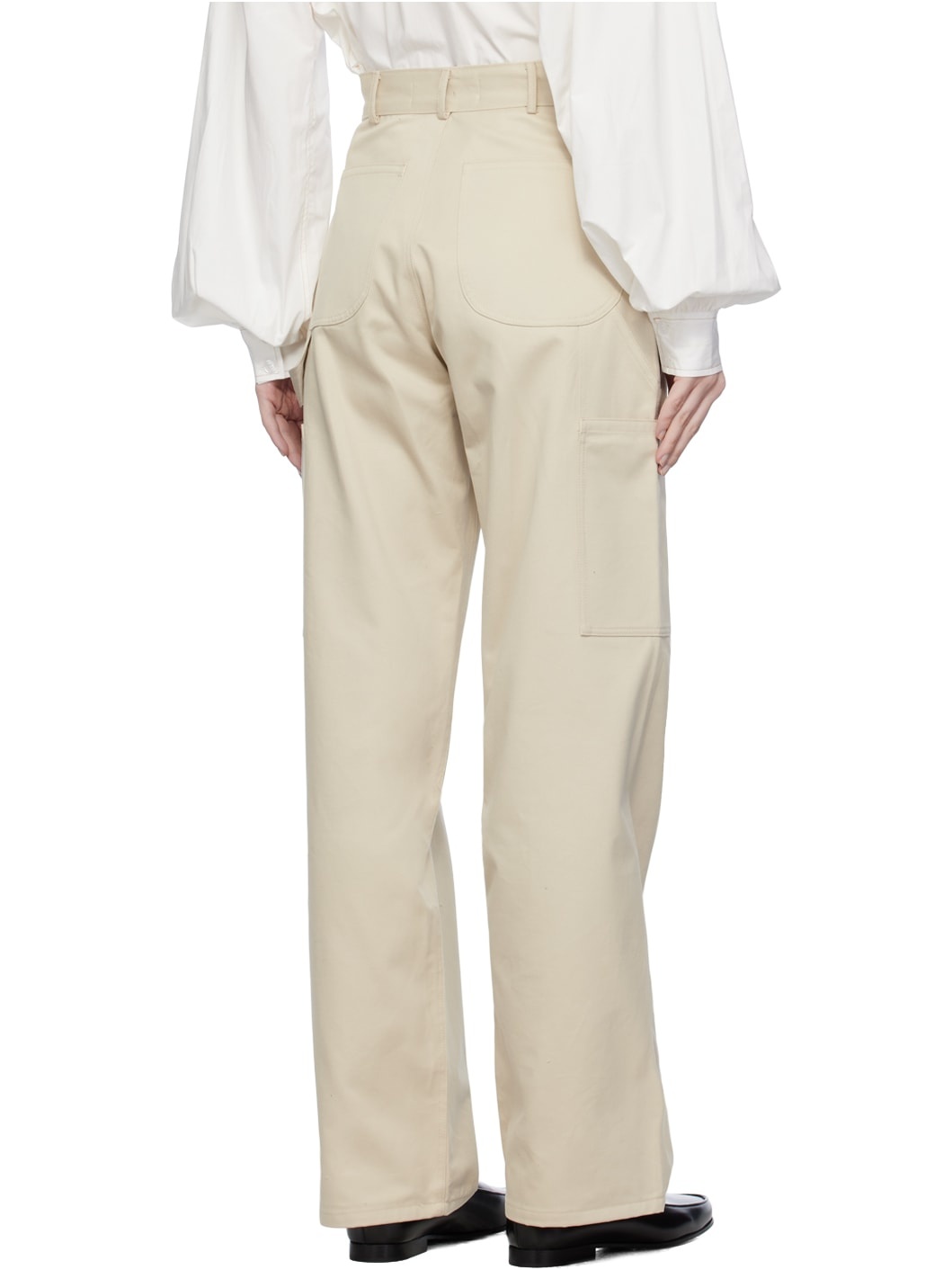 Beige Patch Pocket Trousers - 3