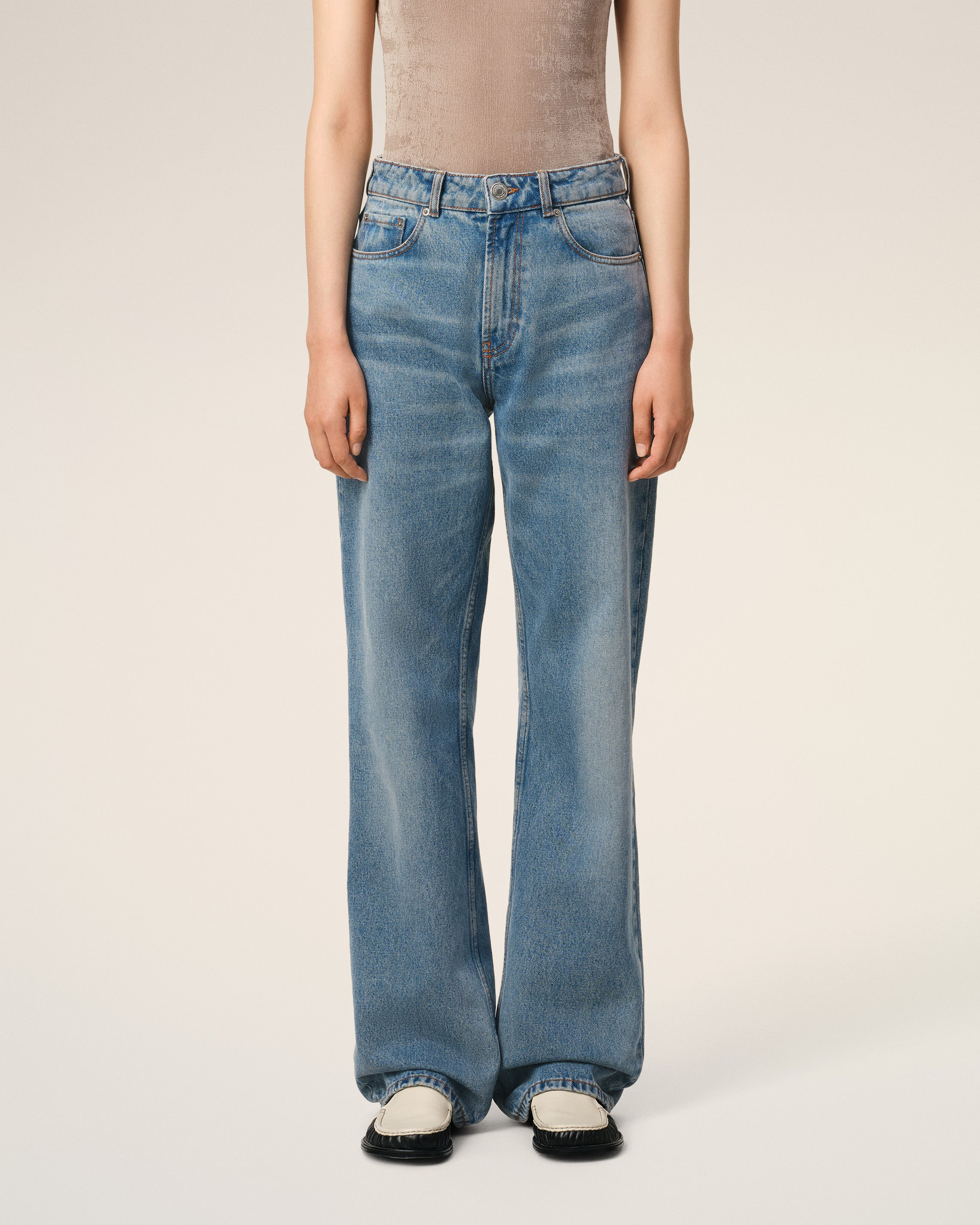 BLUE COTTON LARGE FIT JEANS - 3