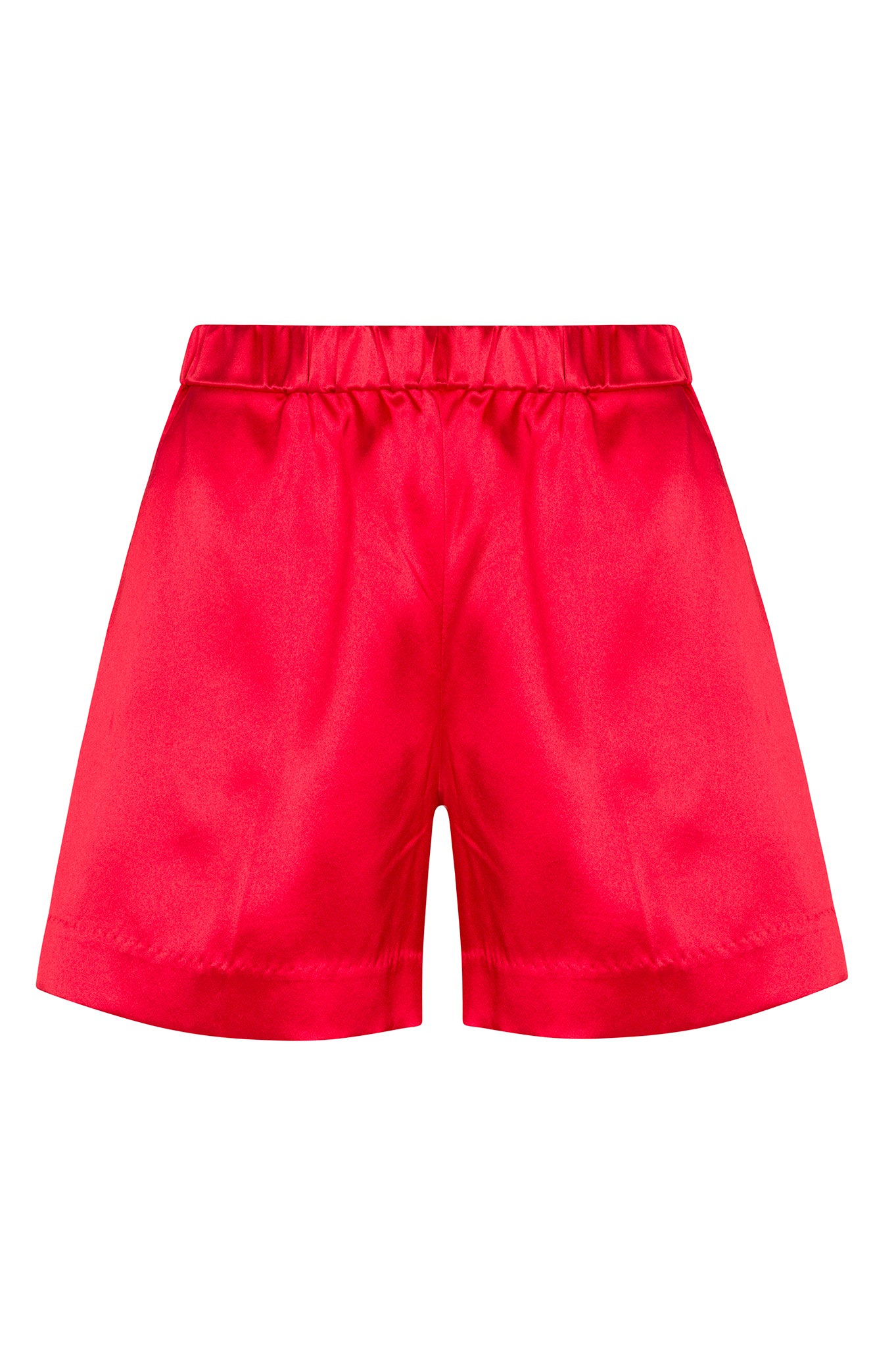 RED SILK CULOTTE SHORTS - 6