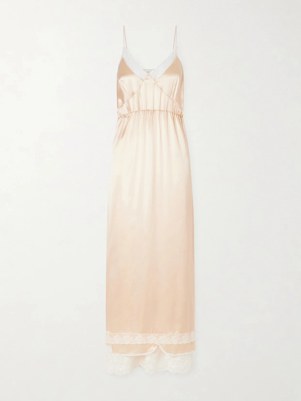 Lace-trimmed Silk Satin Maxi Dress - 1