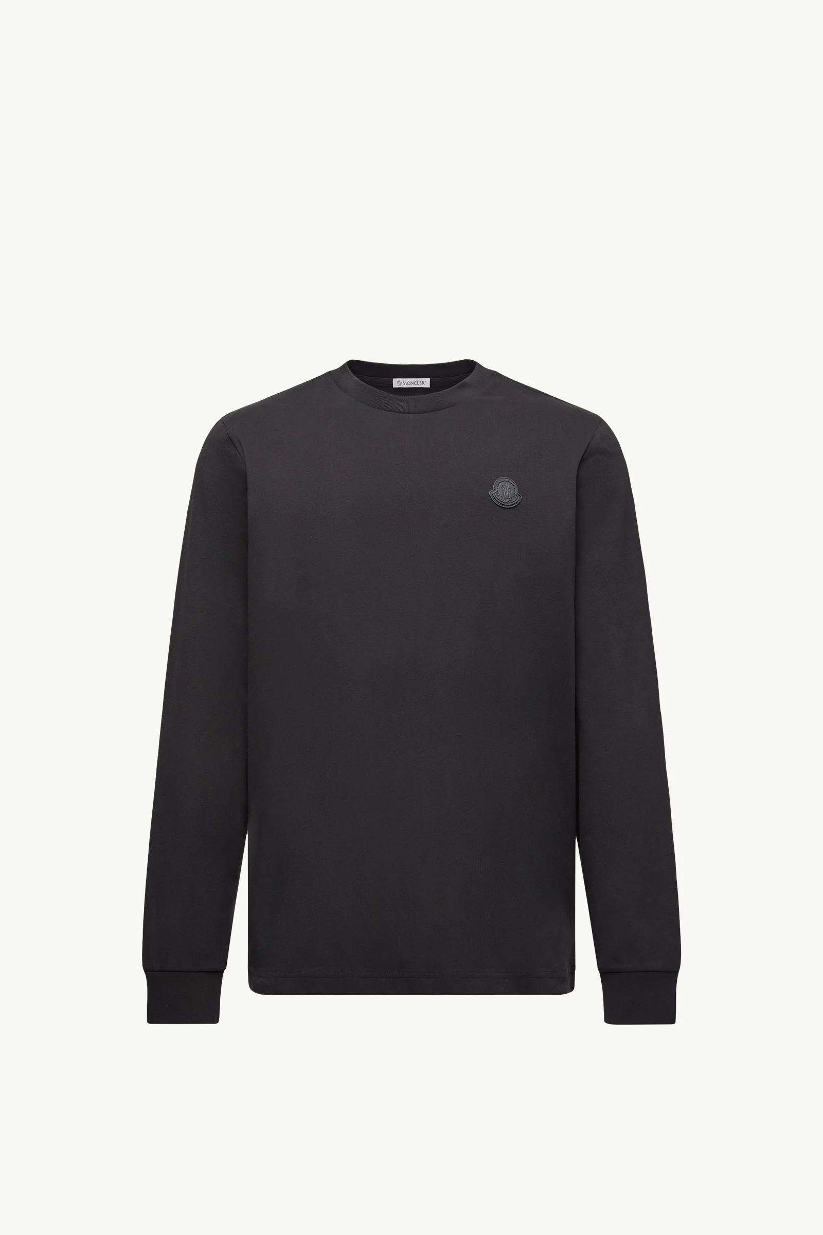 Leather Logo Long Sleeve Cotton T-Shirt - 1