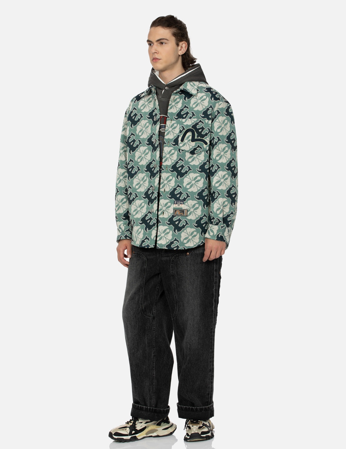 ALLOVER KAMON AND LOGO JACQUARD REGULAR FIT TAPESTRY JACKET - 3