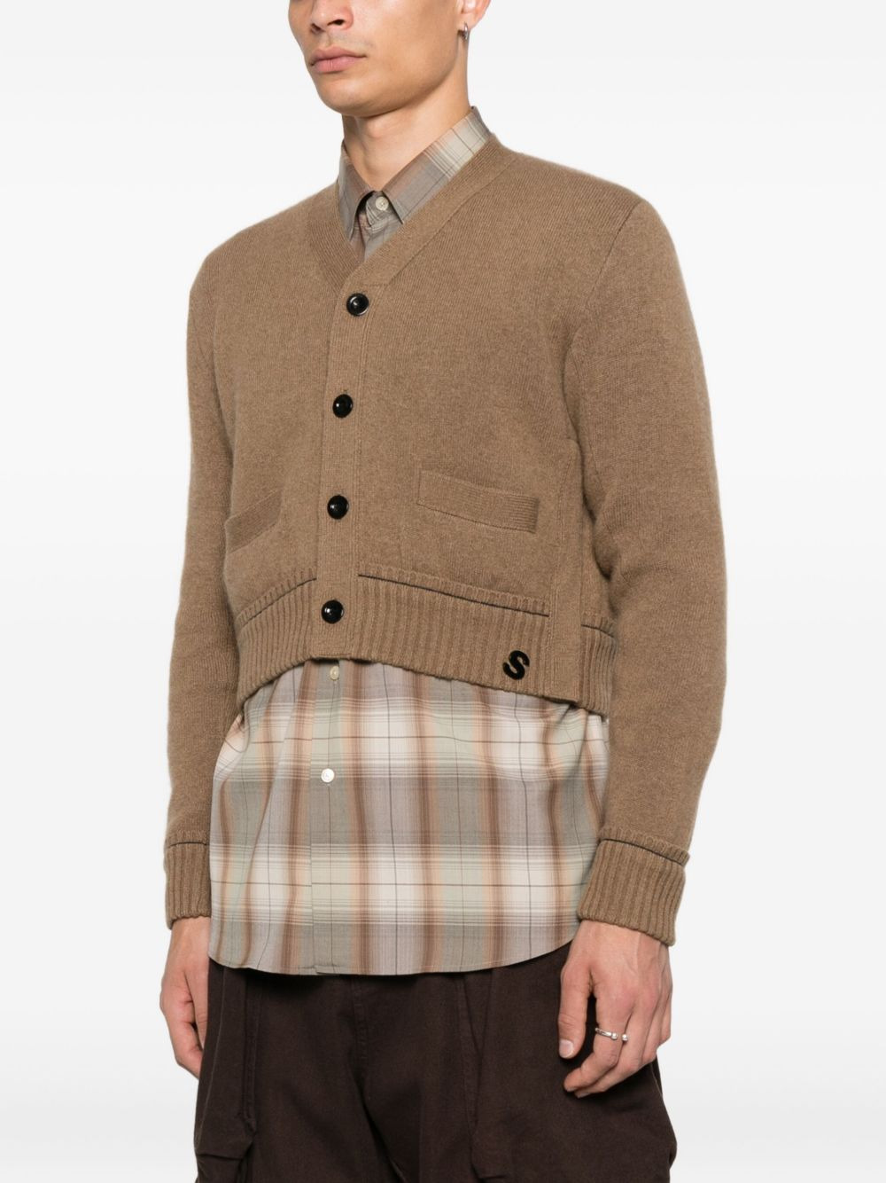 logo-embroidered cardigan - 3