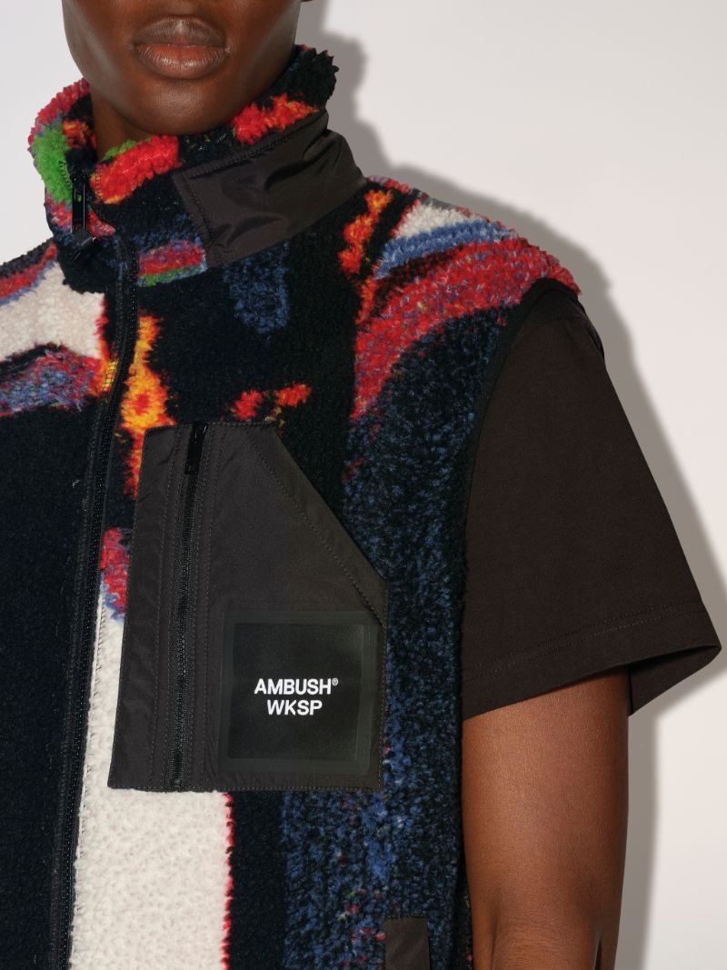 faux-shearling graphic-print gilet - 5