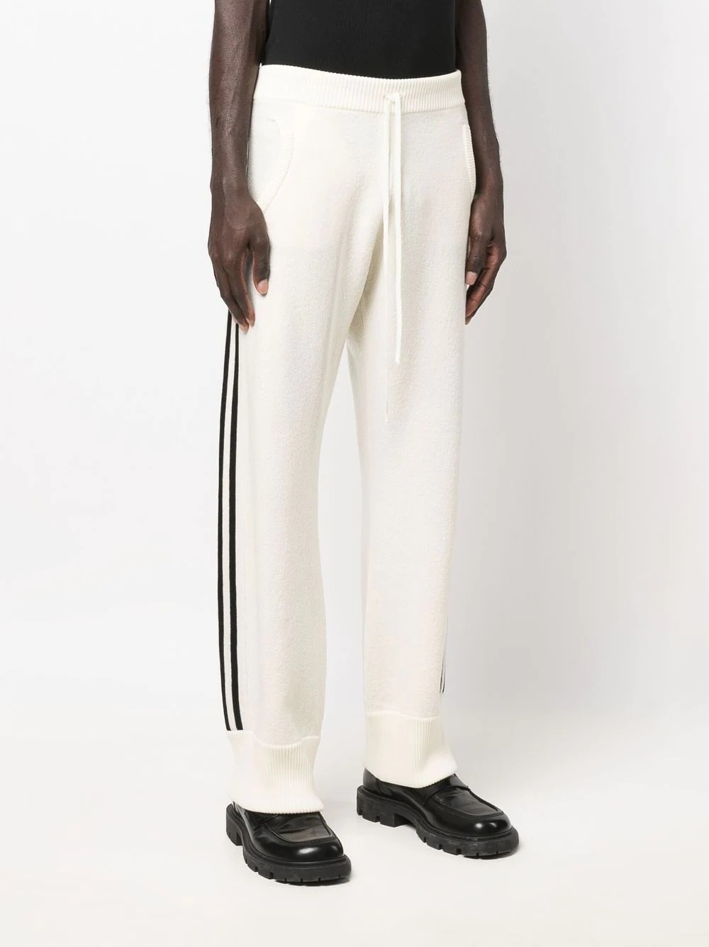 side stripe wool track pants - 4