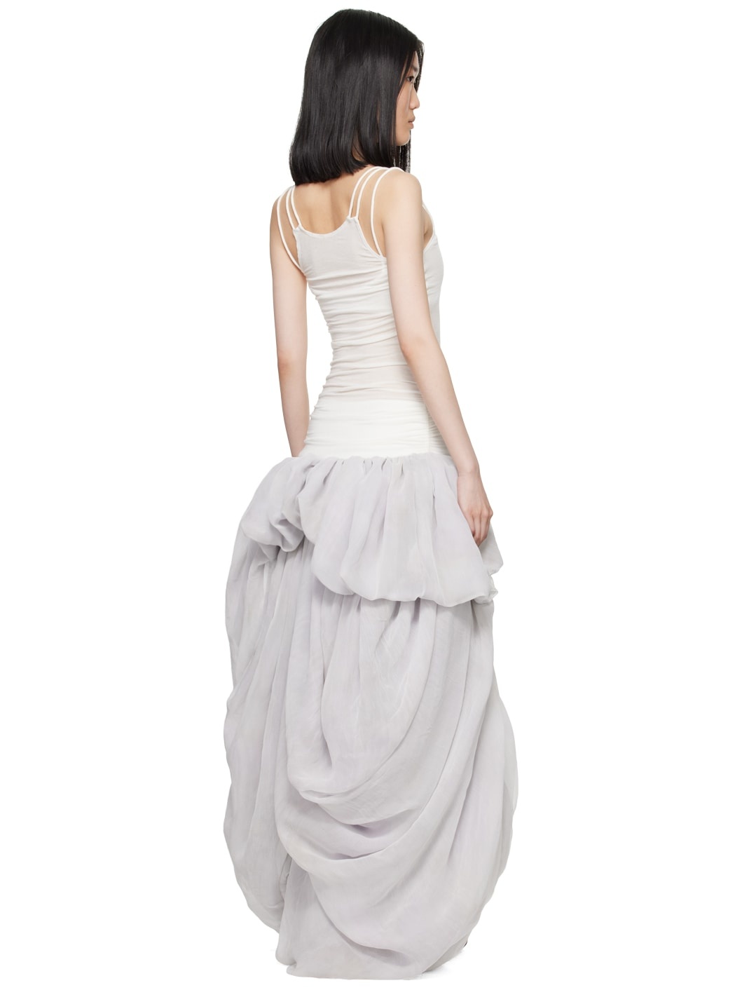 Off-White & Gray Soft Maxi Dress - 3