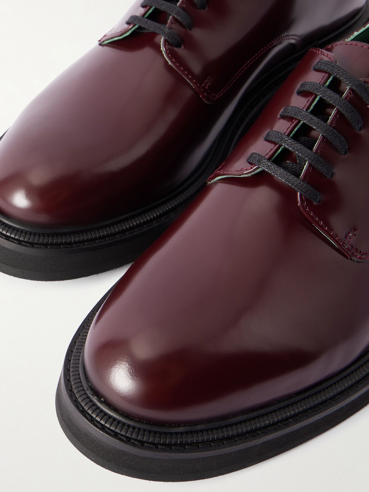 Officer Polished-Leather Derby Shoes Burgundy - 5