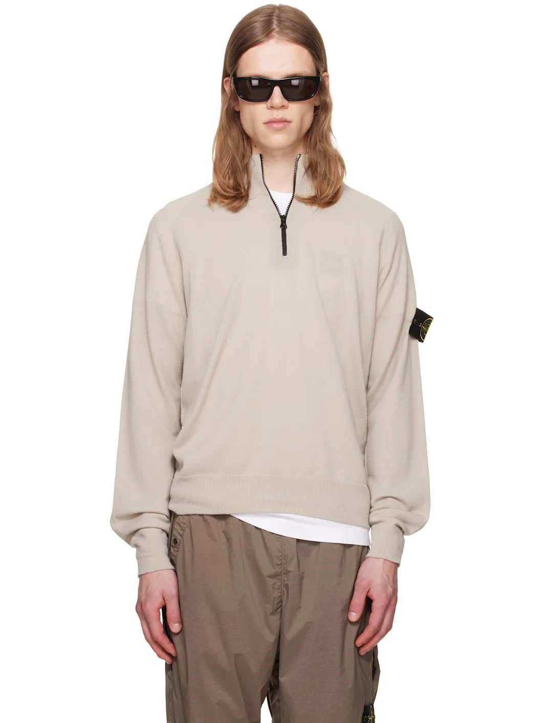 Beige 5100008 RWS Wool Polo Sweater - 1