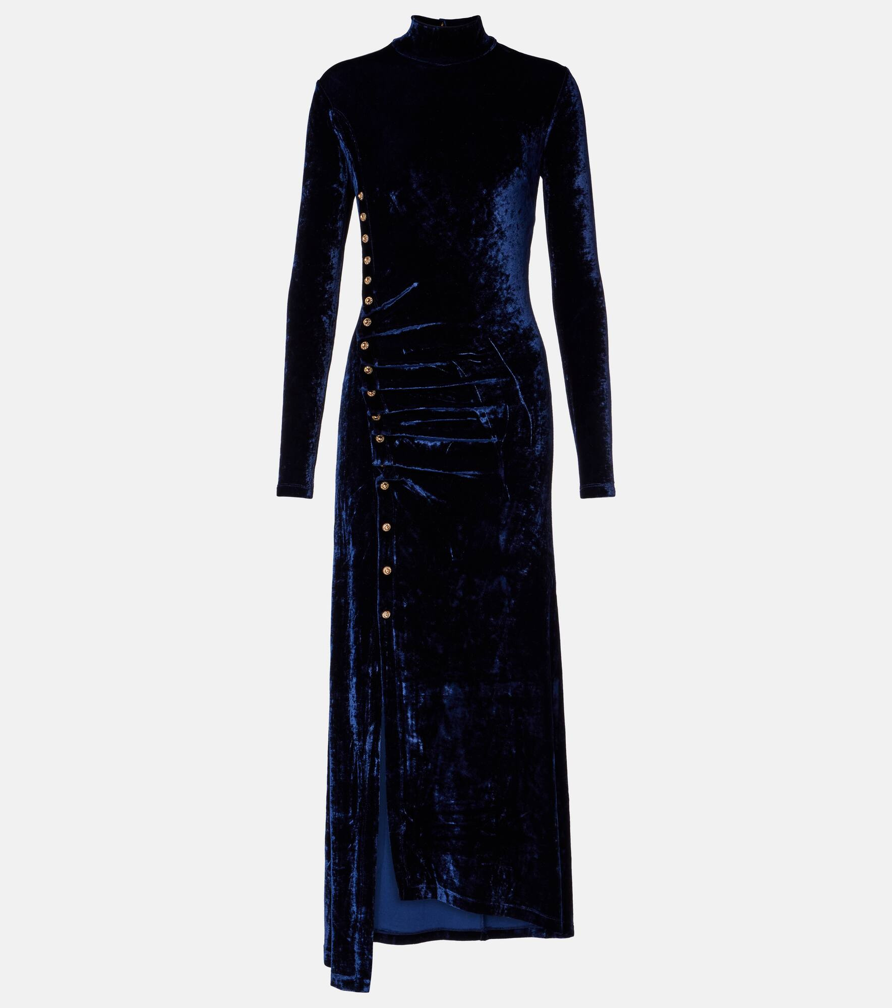 Draped velvet midi dress - 1