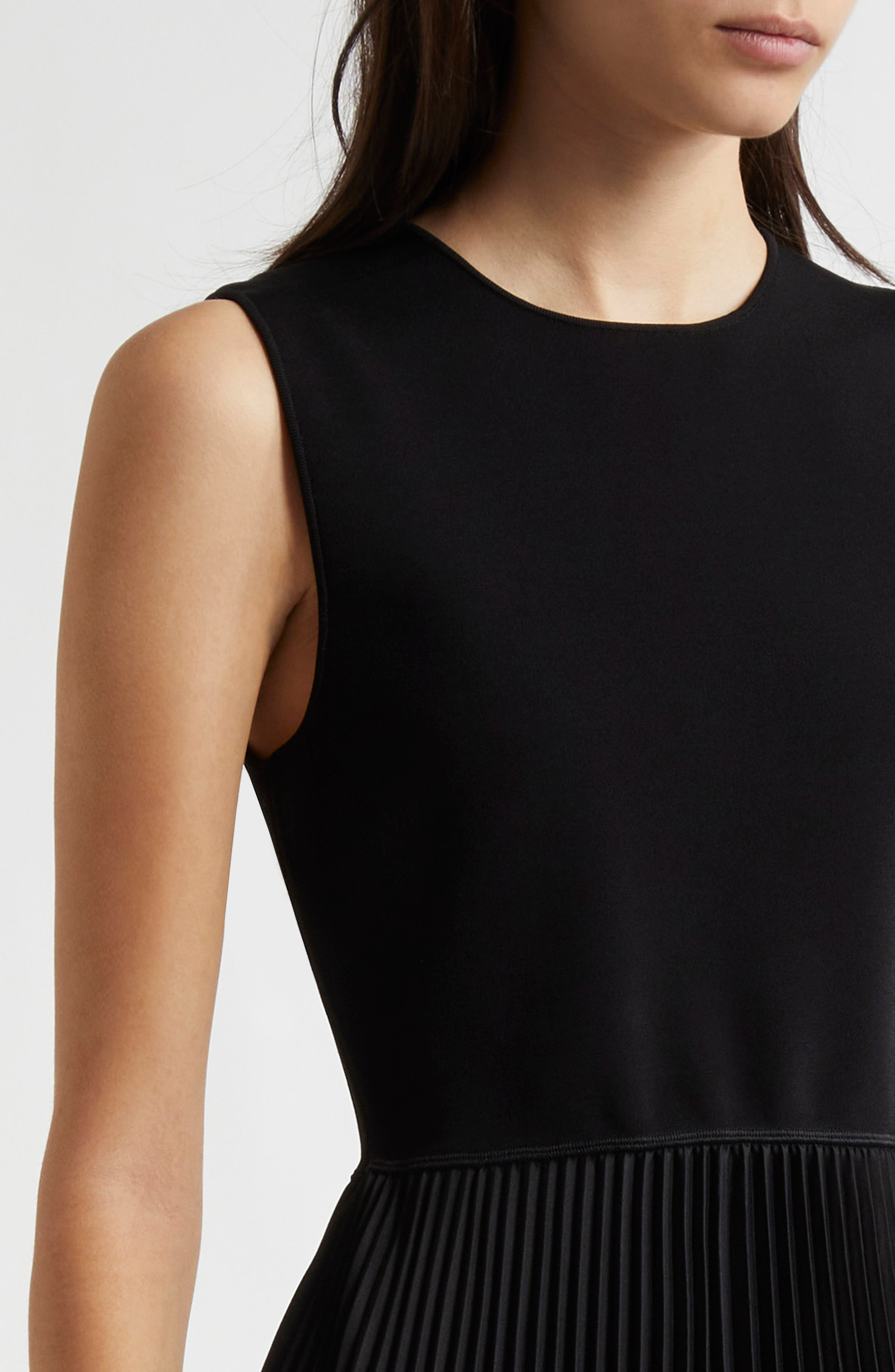 Theory Sleeveless Pleated Midi Dress in Black at Nordstrom - 4