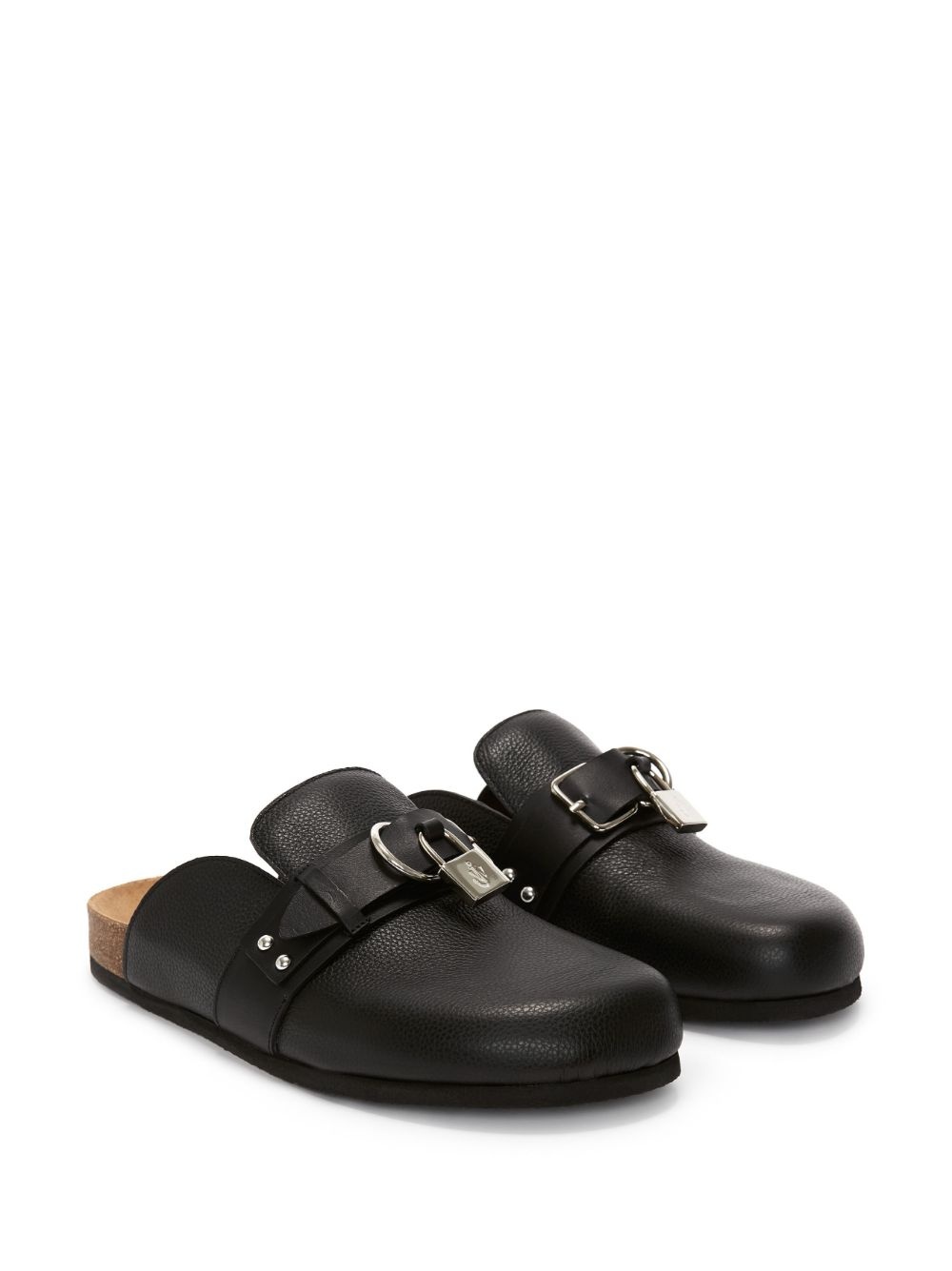 padlock-detail leather mules - 3