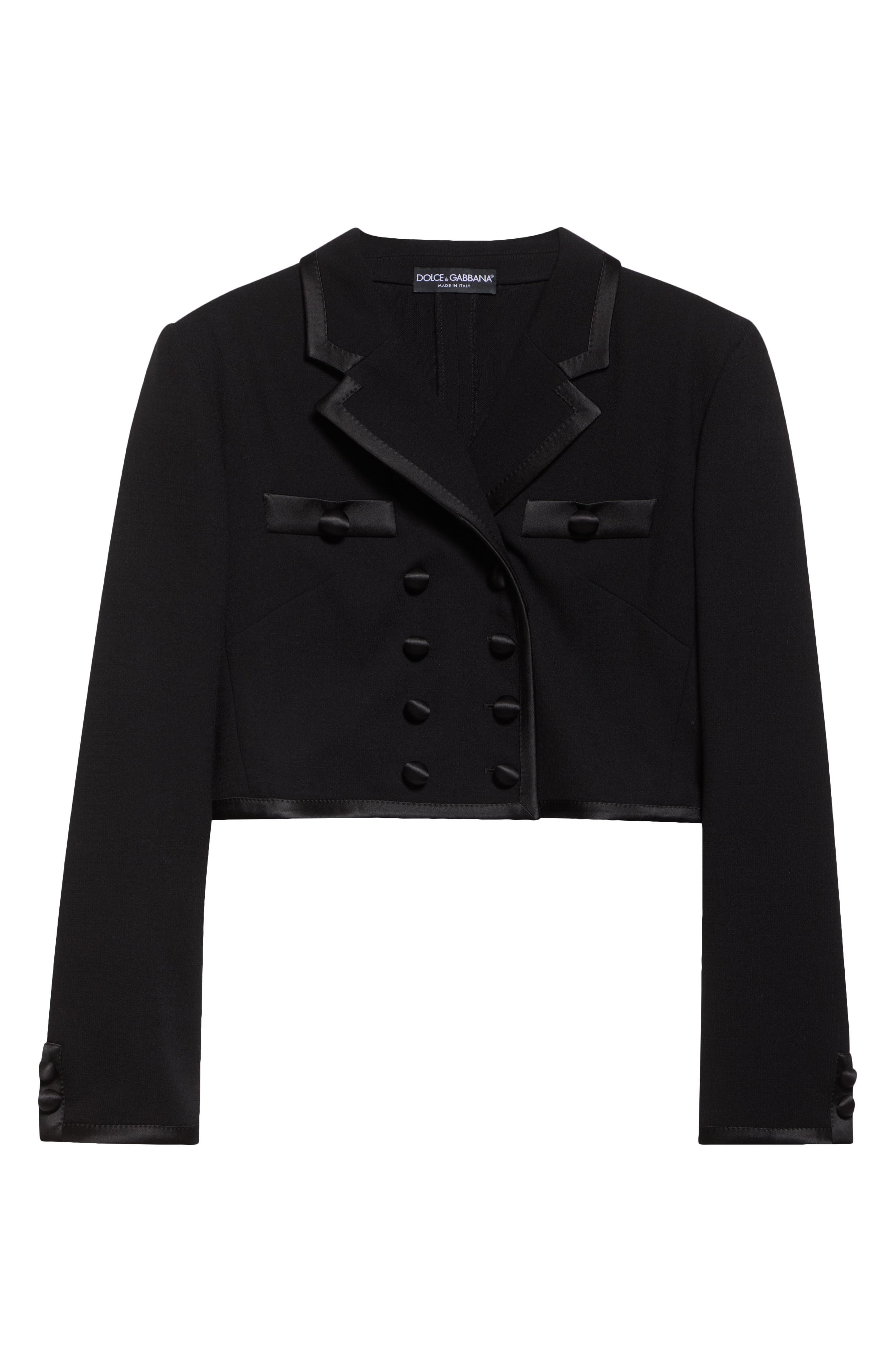 Dolce&Gabbana Double Breasted Crop Jacket in N0000 Nero at Nordstrom - 7